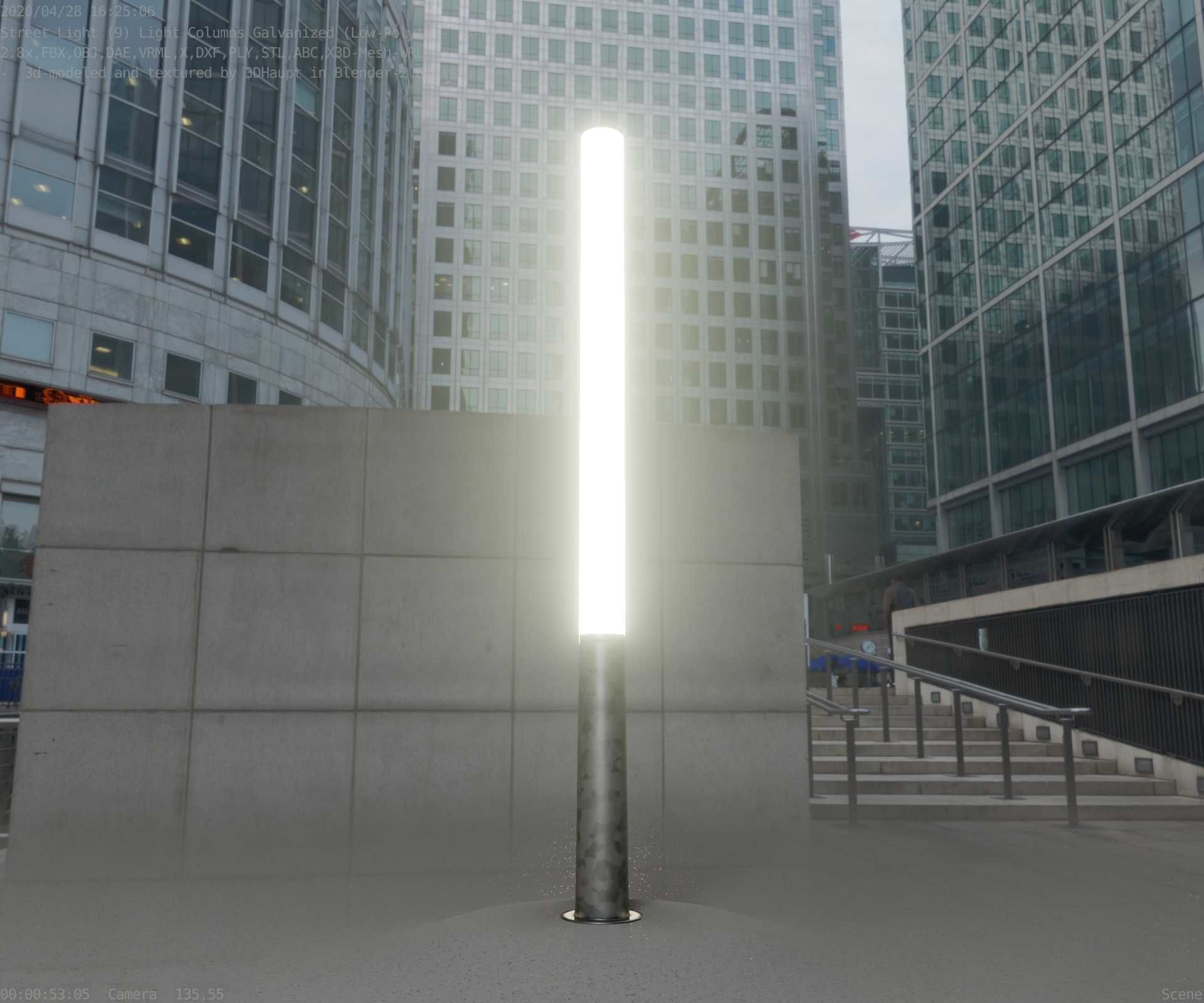 Galvanized Light-Column -13- Street-Light 9 Low-poly 3D model_9