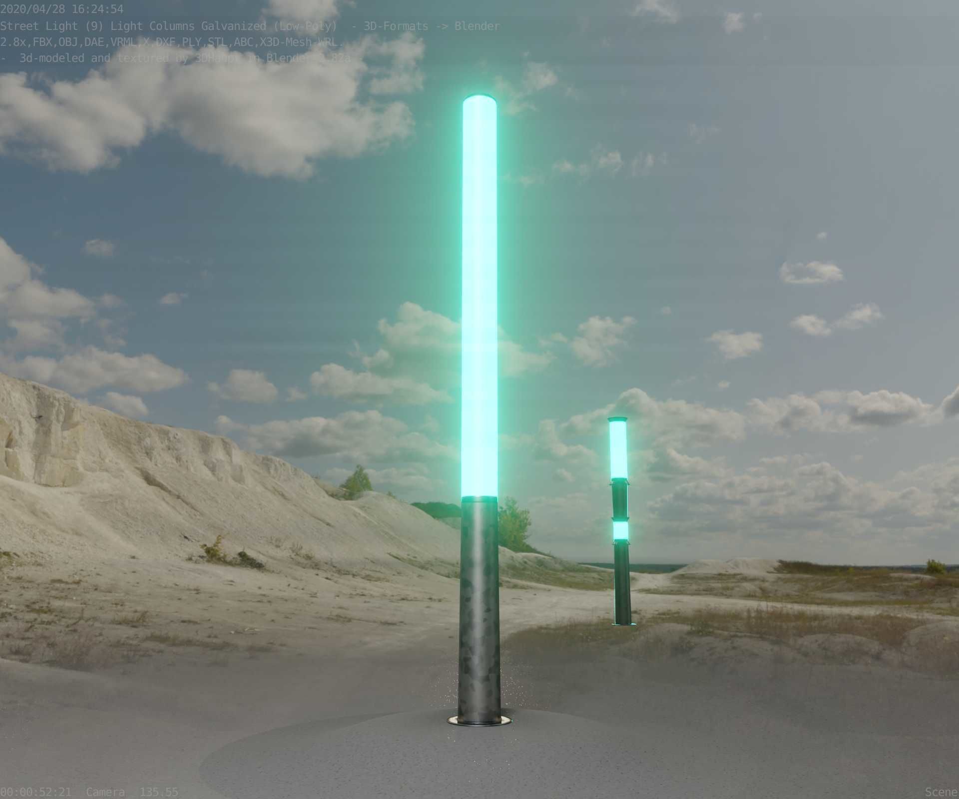 Galvanized Light-Column -13- Street-Light 9 Low-poly 3D model_90