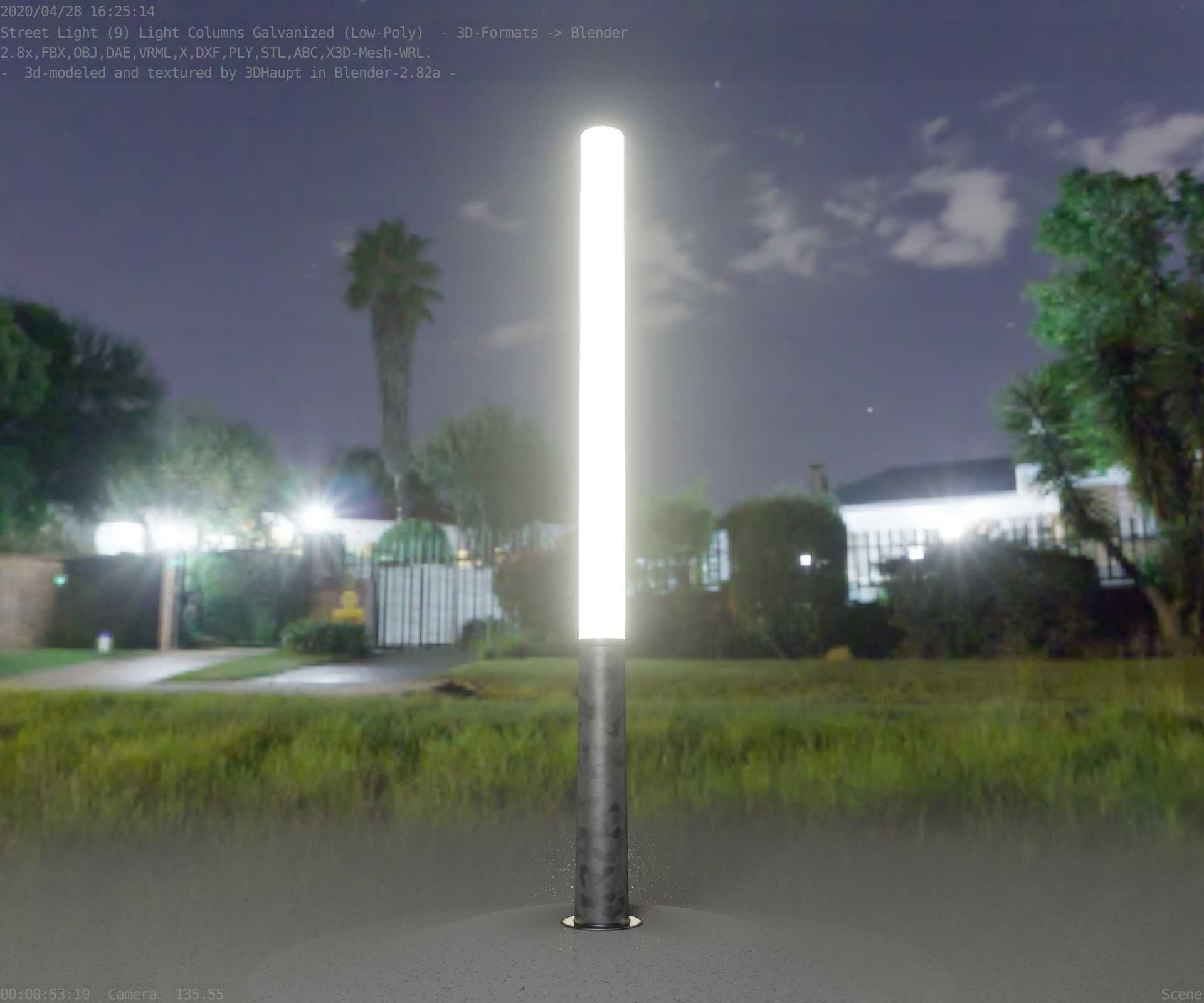 Galvanized Light-Column -13- Street-Light 9 Low-poly 3D model_14