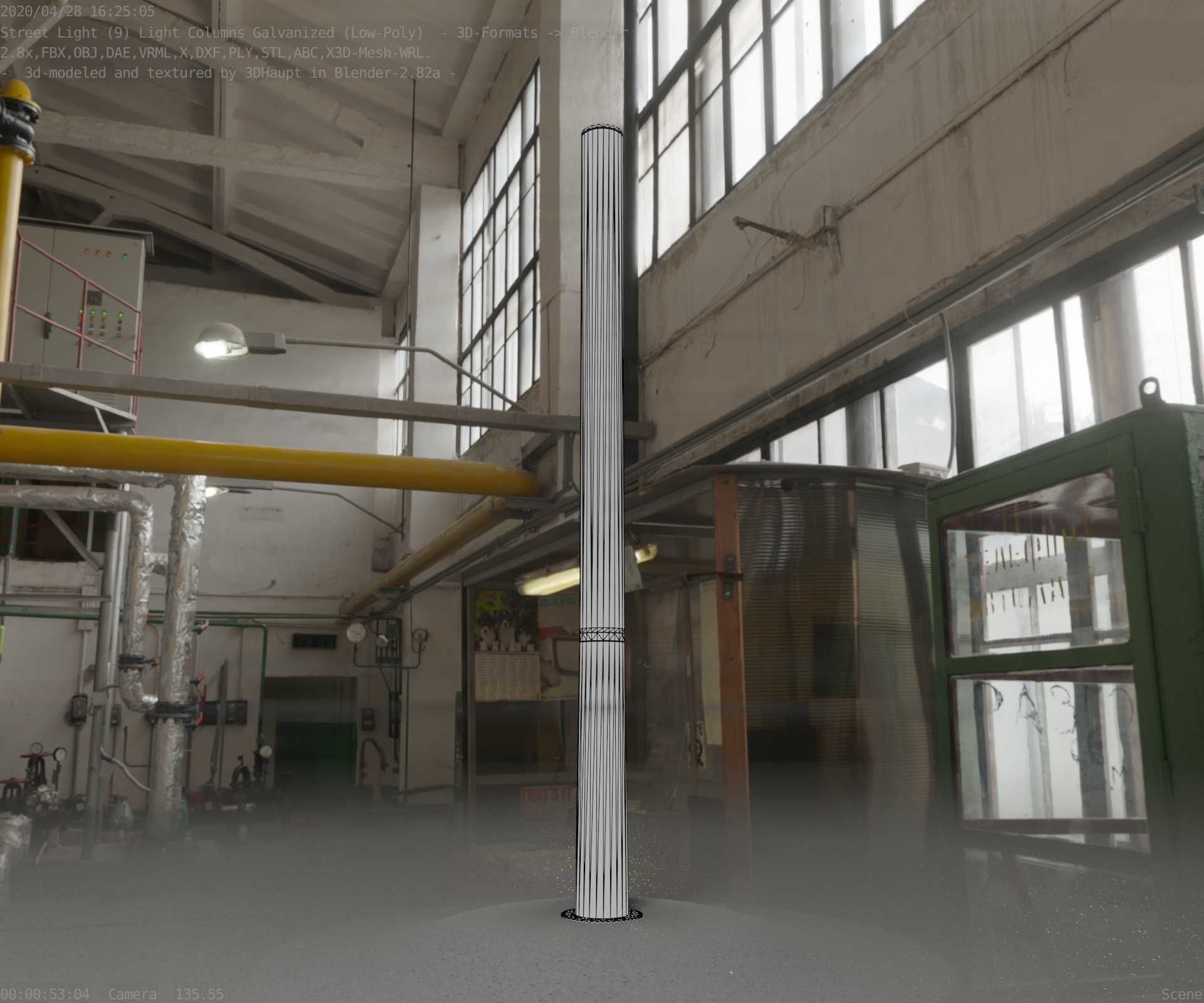 Galvanized Light-Column -13- Street-Light 9 Low-poly 3D model_8