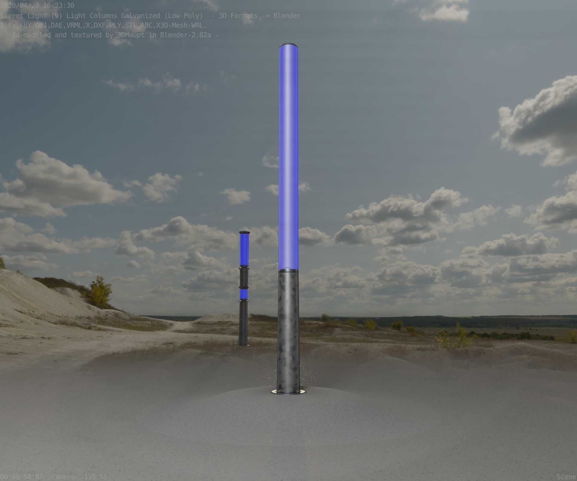 Galvanized Light-Column -13- Street-Light 9 Low-poly 3D model_45