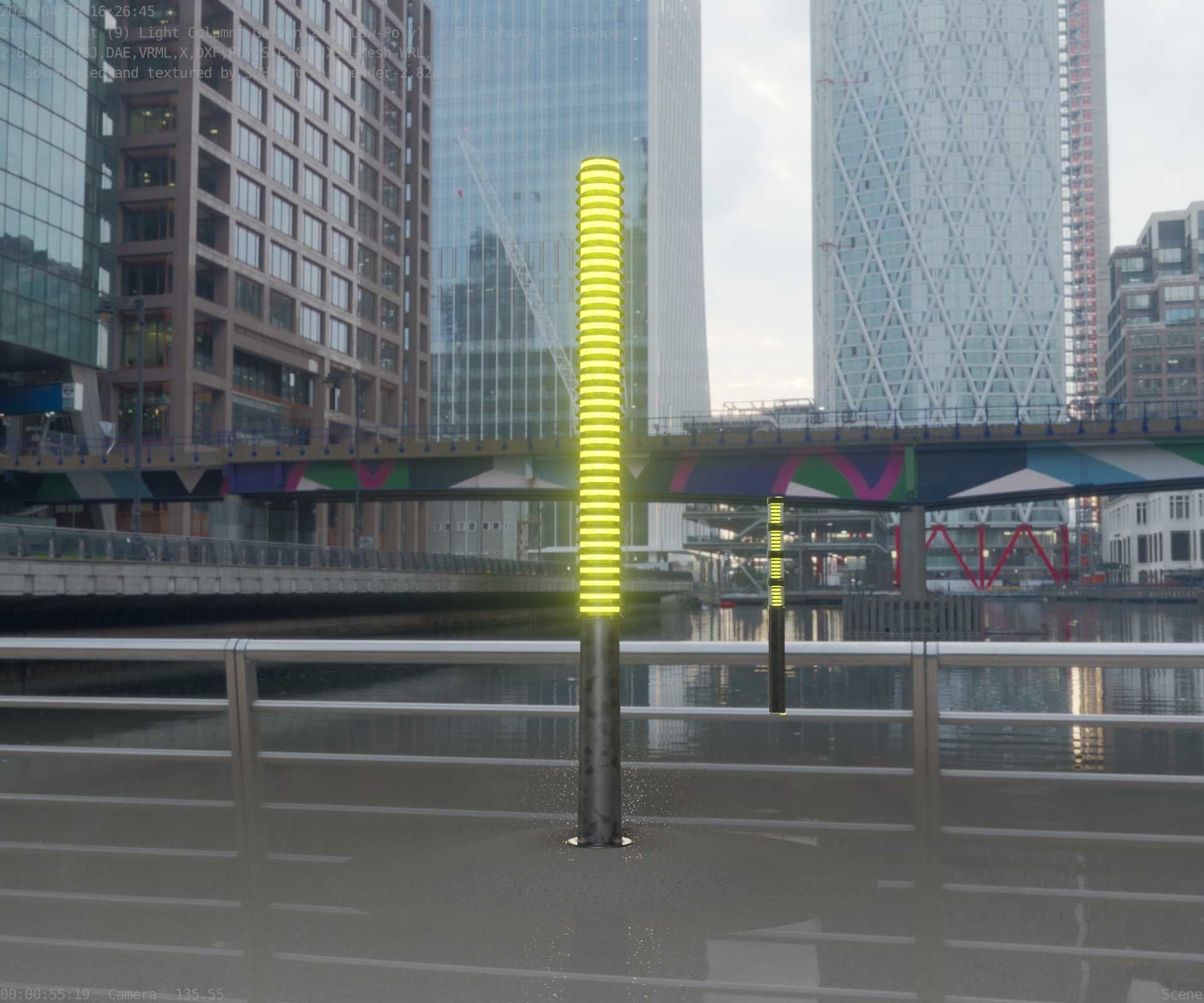 Galvanized Light-Column -14- Street-Light 9 Low-poly 3D model_6