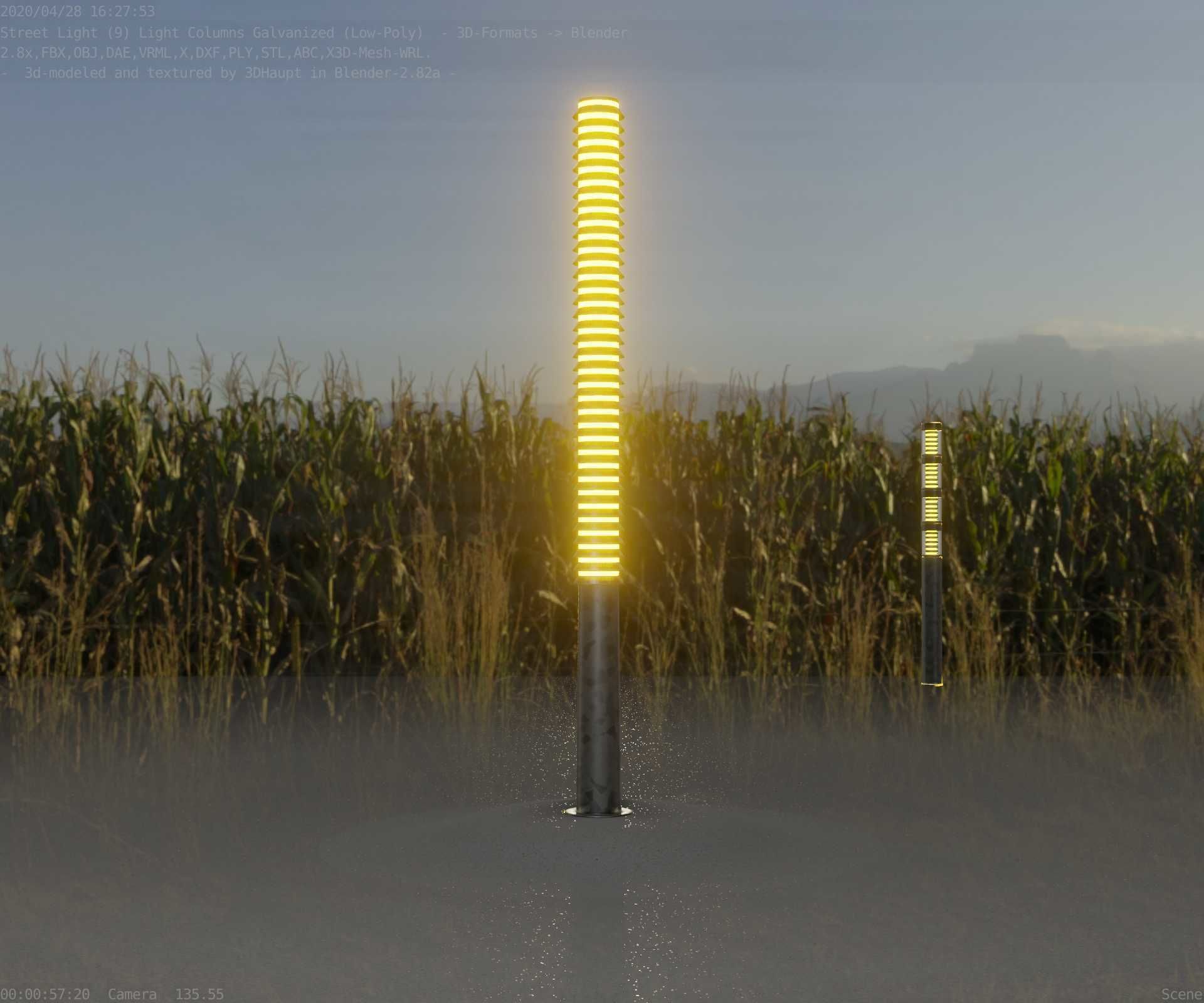 Galvanized Light-Column -14- Street-Light 9 Low-poly 3D model_88