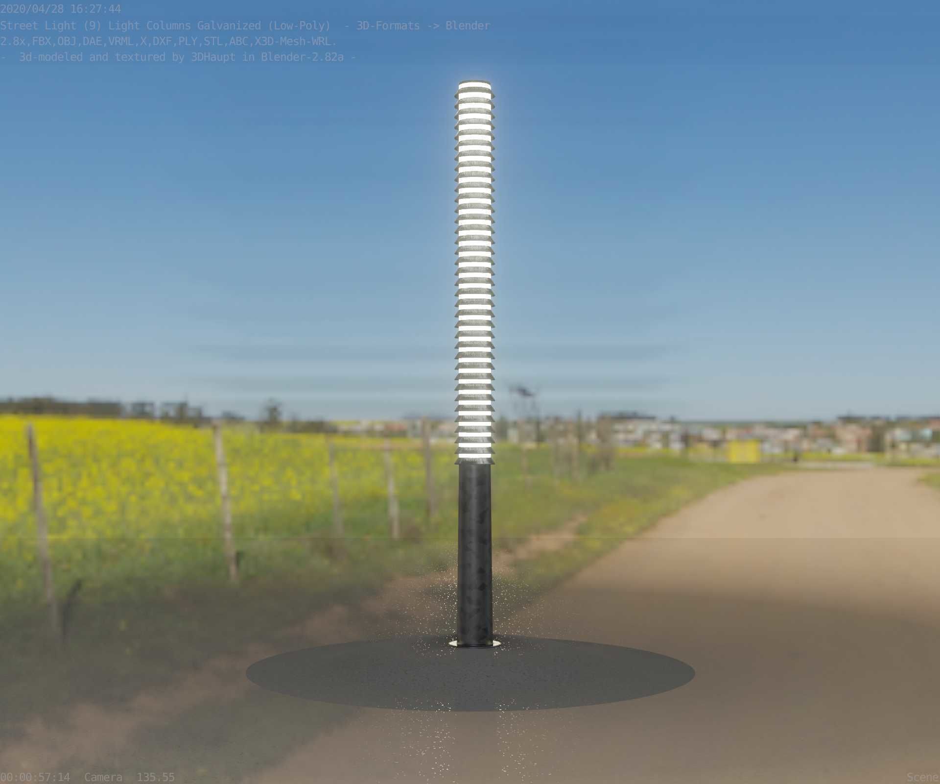 Galvanized Light-Column -14- Street-Light 9 Low-poly 3D model_82