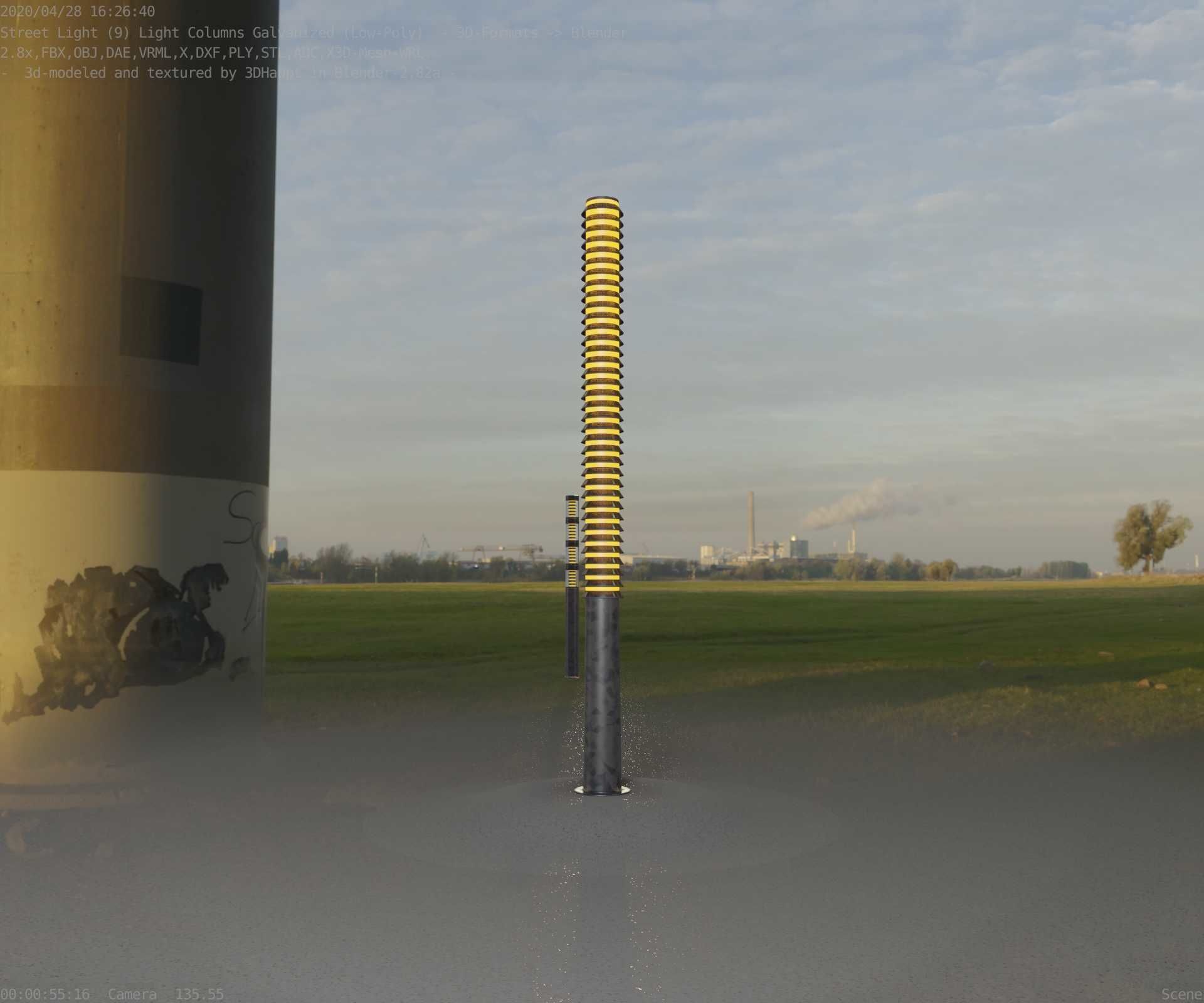 Galvanized Light-Column -14- Street-Light 9 Low-poly 3D model_3