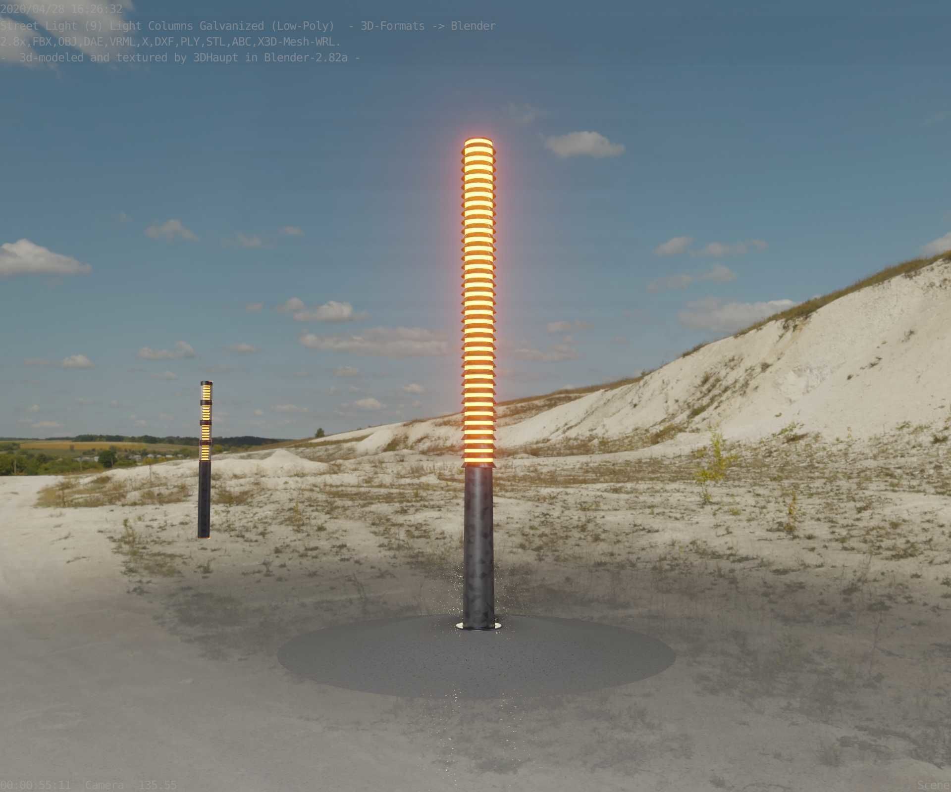Galvanized Light-Column -14- Street-Light 9 Low-poly 3D model_45