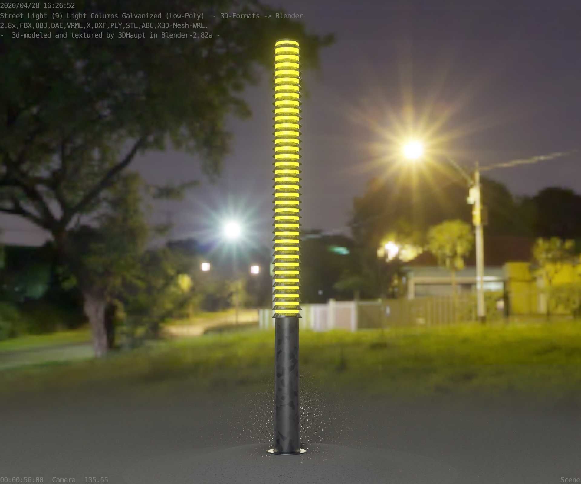Galvanized Light-Column -14- Street-Light 9 Low-poly 3D model_11