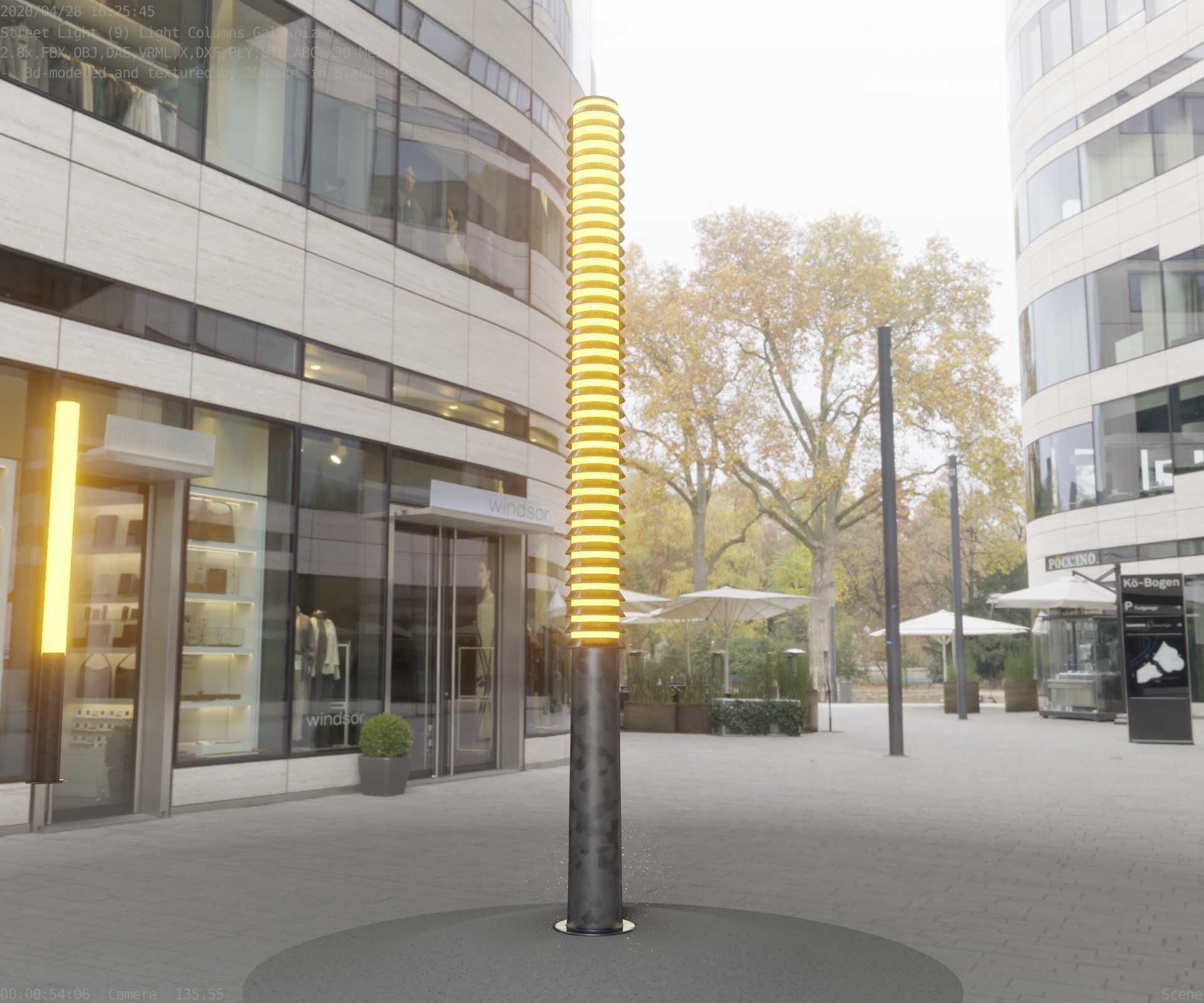 Galvanized Light-Column -14- Street-Light 9 Low-poly 3D model_16