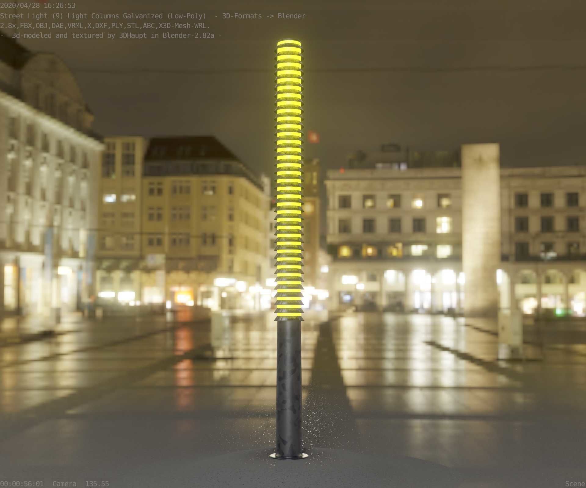 Galvanized Light-Column -14- Street-Light 9 Low-poly 3D model_12