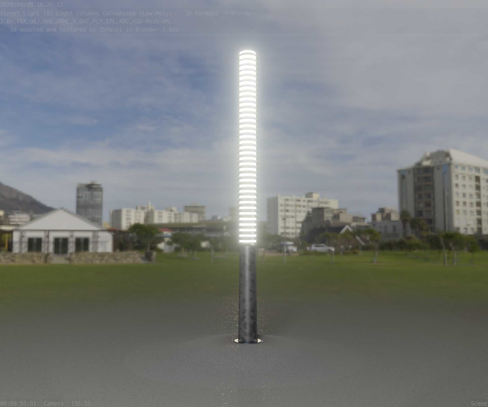 Galvanized Light-Column -14- Street-Light 9 Low-poly 3D model_35
