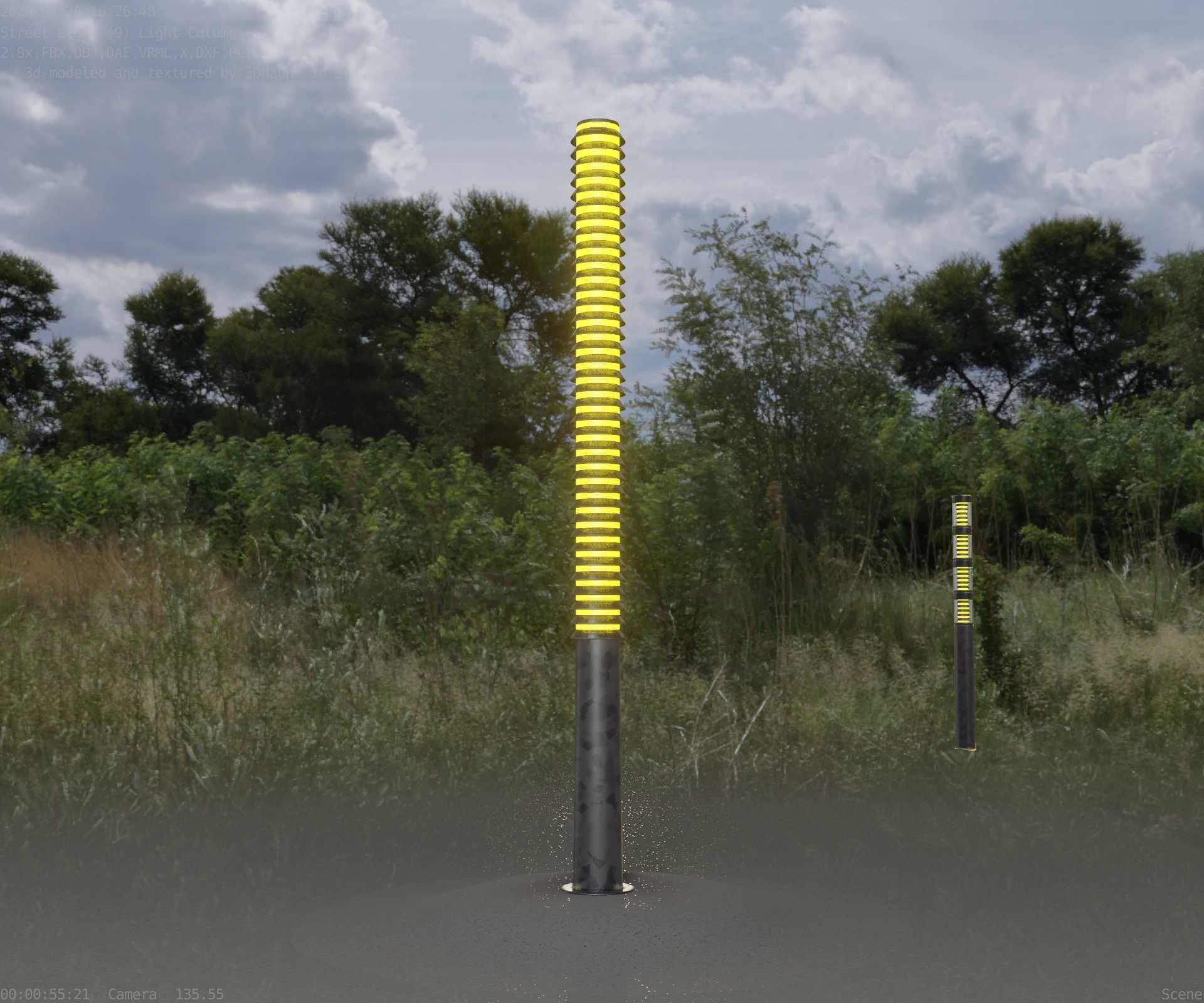 Galvanized Light-Column -14- Street-Light 9 Low-poly 3D model_8