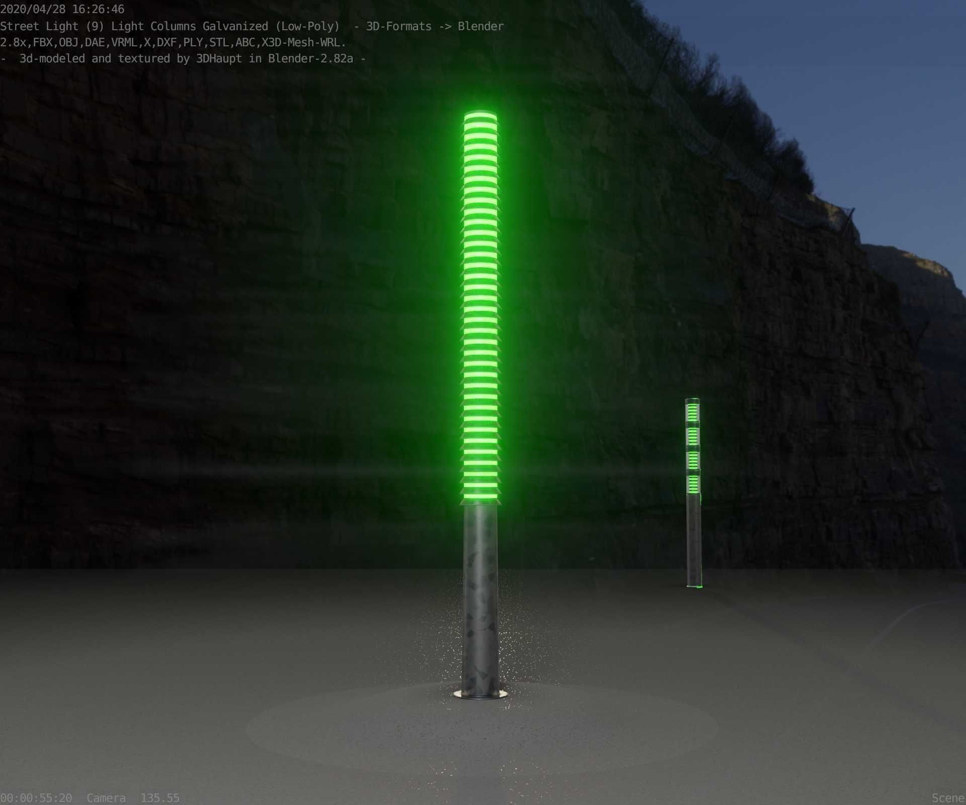 Galvanized Light-Column -14- Street-Light 9 Low-poly 3D model_7