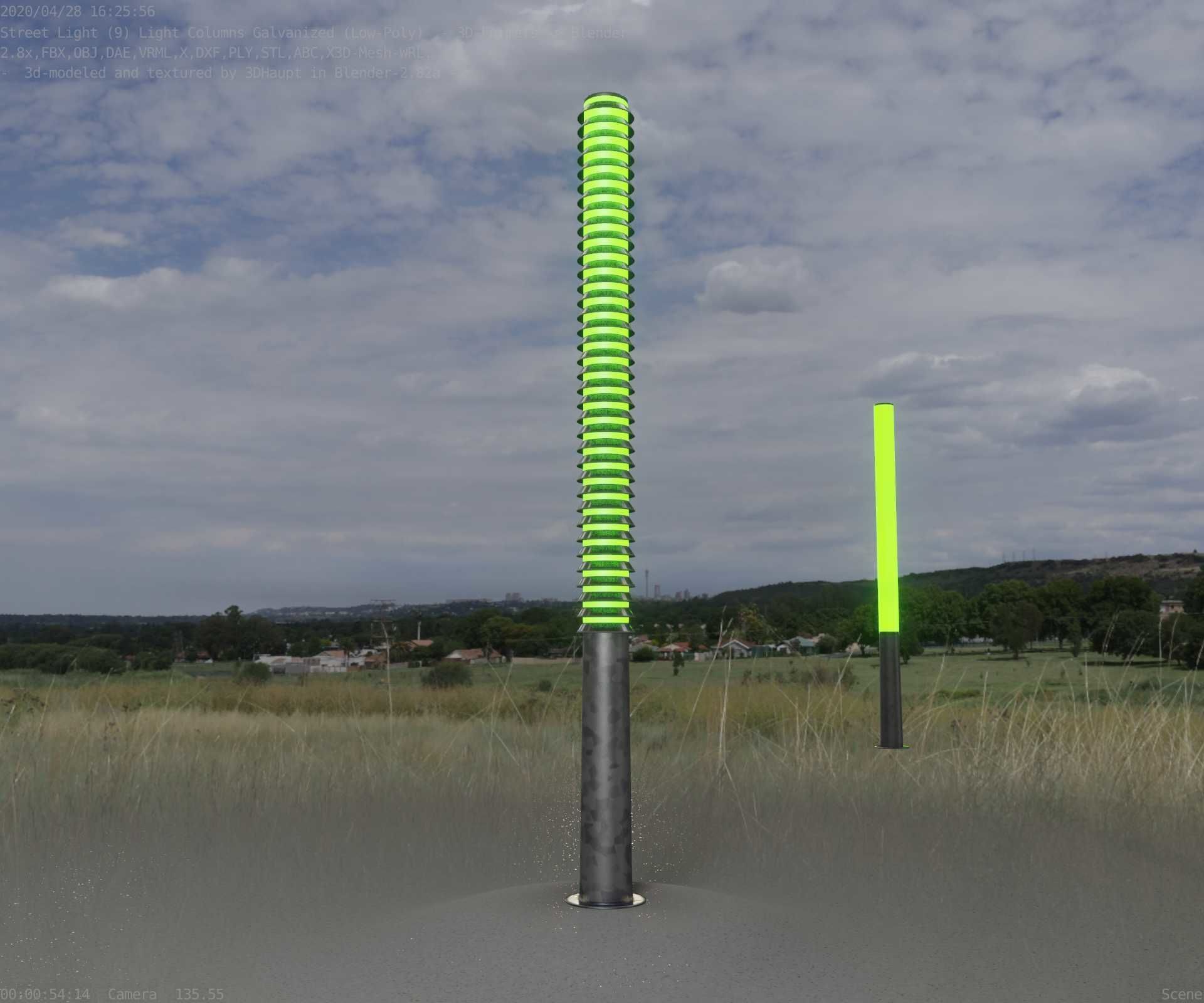 Galvanized Light-Column -14- Street-Light 9 Low-poly 3D model_24