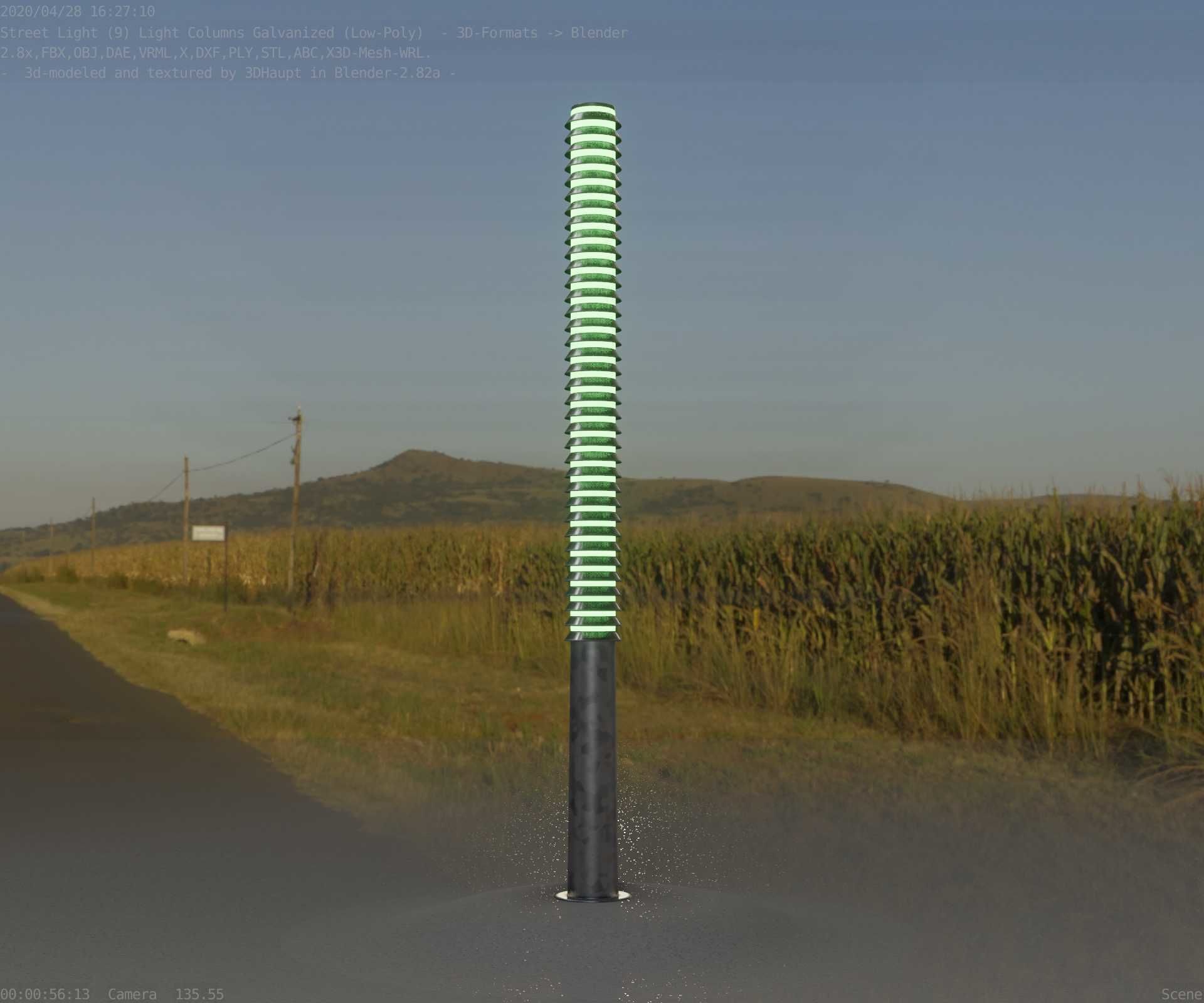 Galvanized Light-Column -14- Street-Light 9 Low-poly 3D model_57