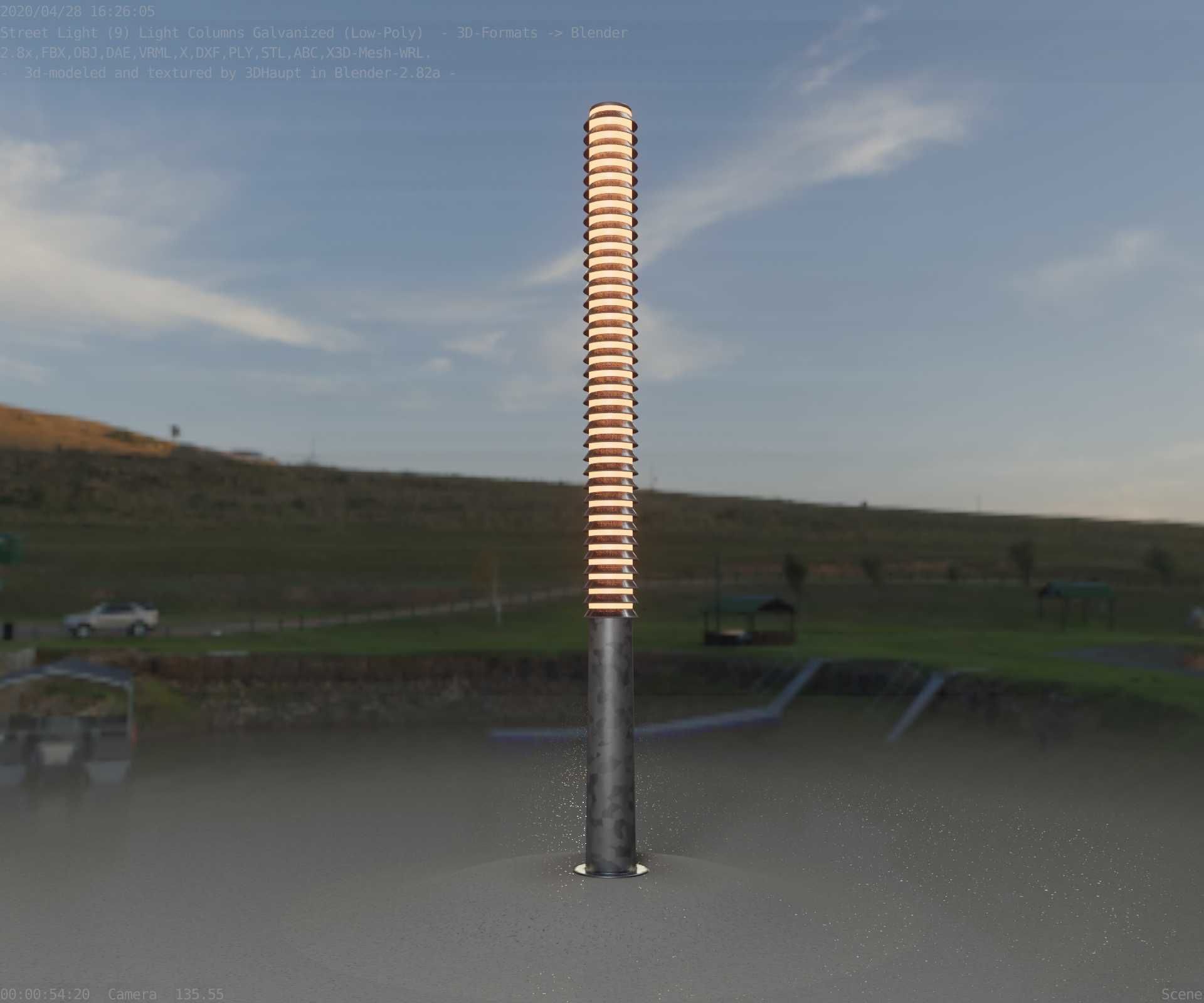 Galvanized Light-Column -14- Street-Light 9 Low-poly 3D model_30