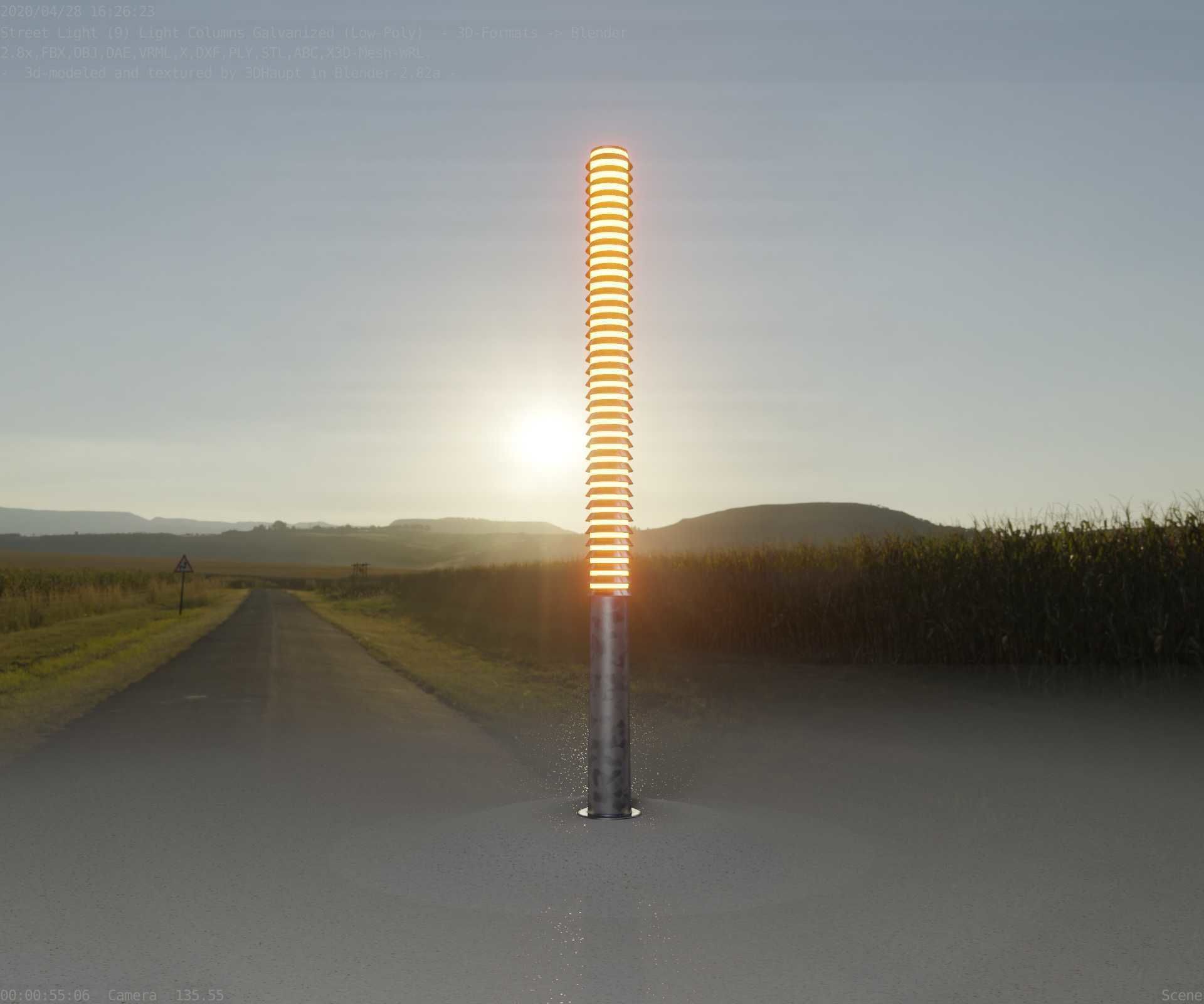 Galvanized Light-Column -14- Street-Light 9 Low-poly 3D model_40