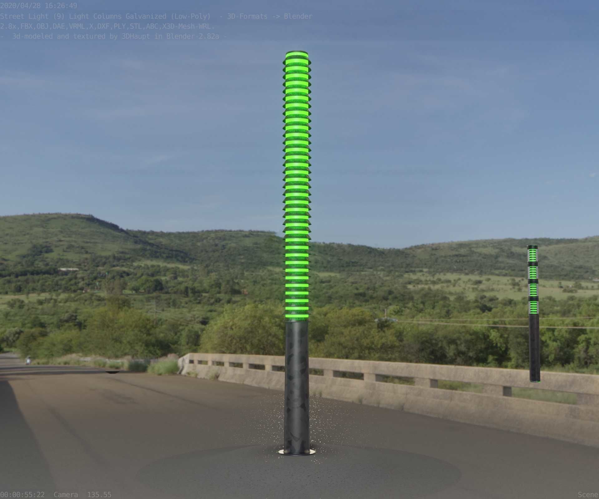 Galvanized Light-Column -14- Street-Light 9 Low-poly 3D model_9