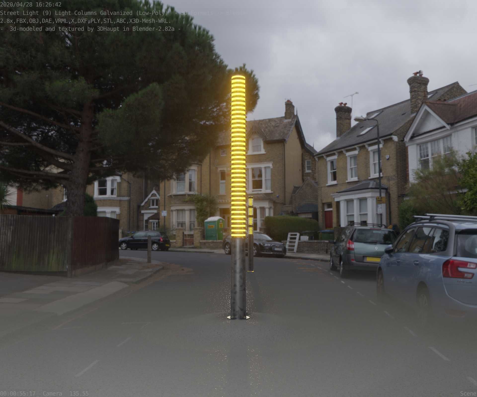 Galvanized Light-Column -14- Street-Light 9 Low-poly 3D model_4
