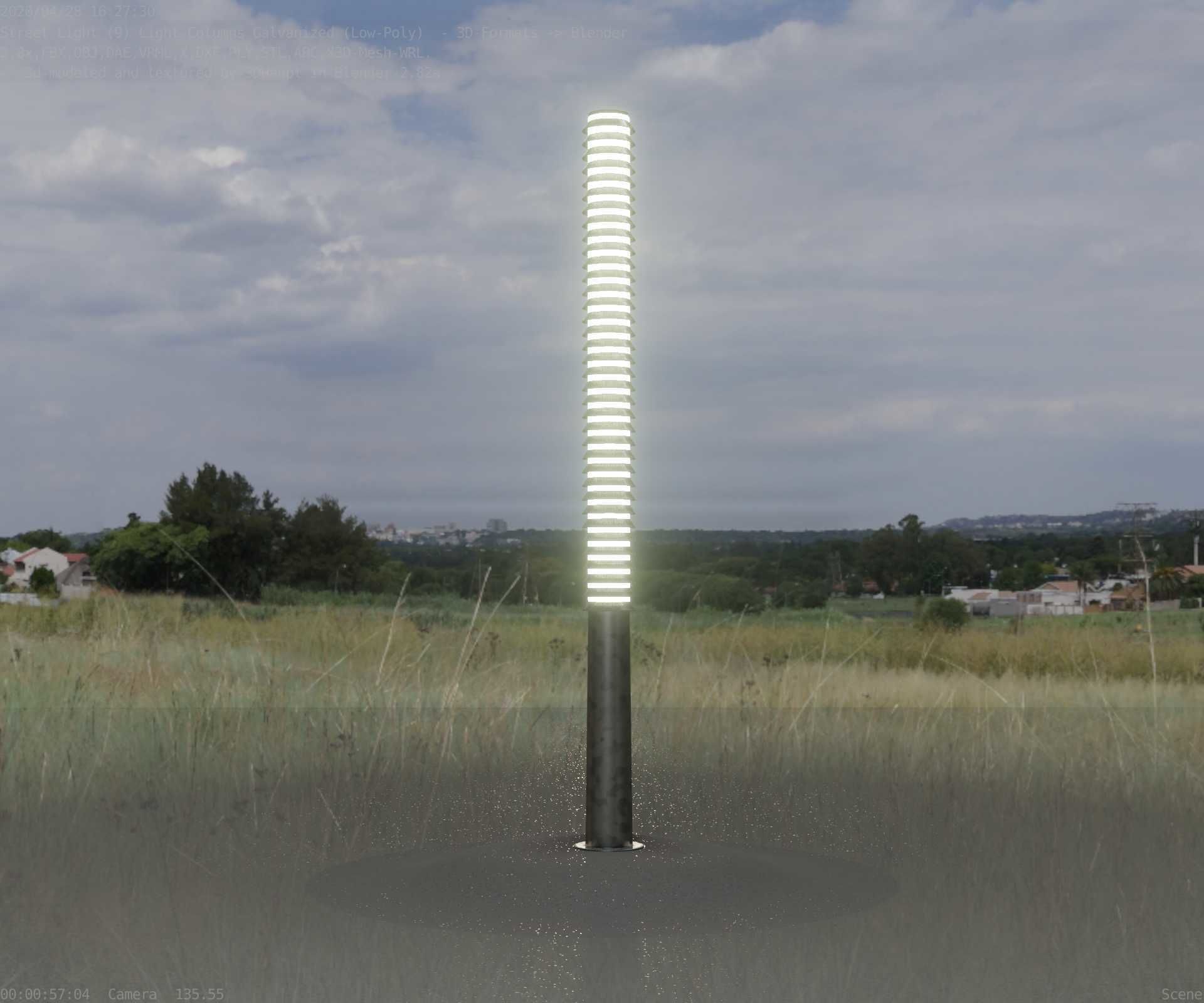 Galvanized Light-Column -14- Street-Light 9 Low-poly 3D model_72