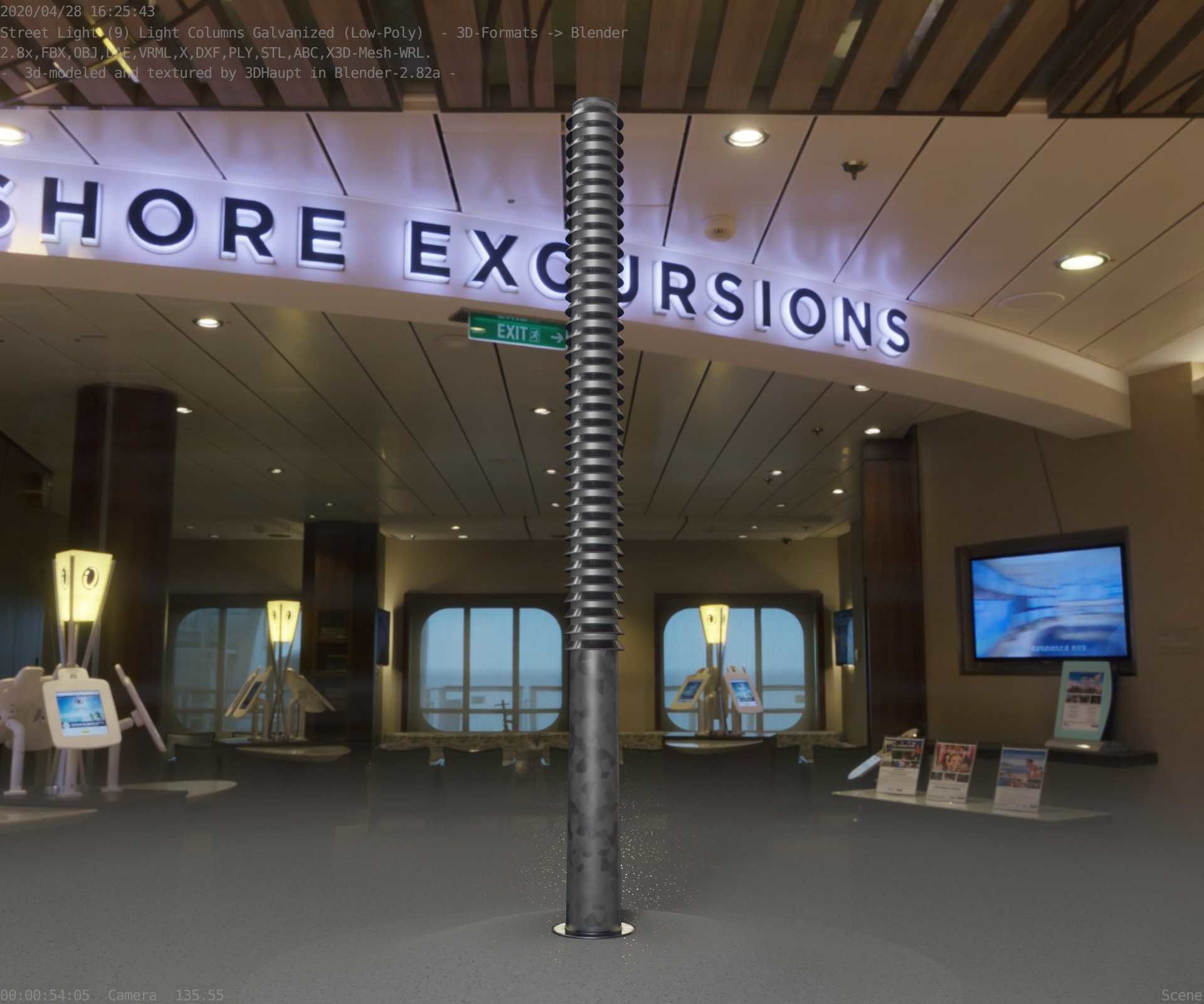 Galvanized Light-Column -14- Street-Light 9 Low-poly 3D model_15