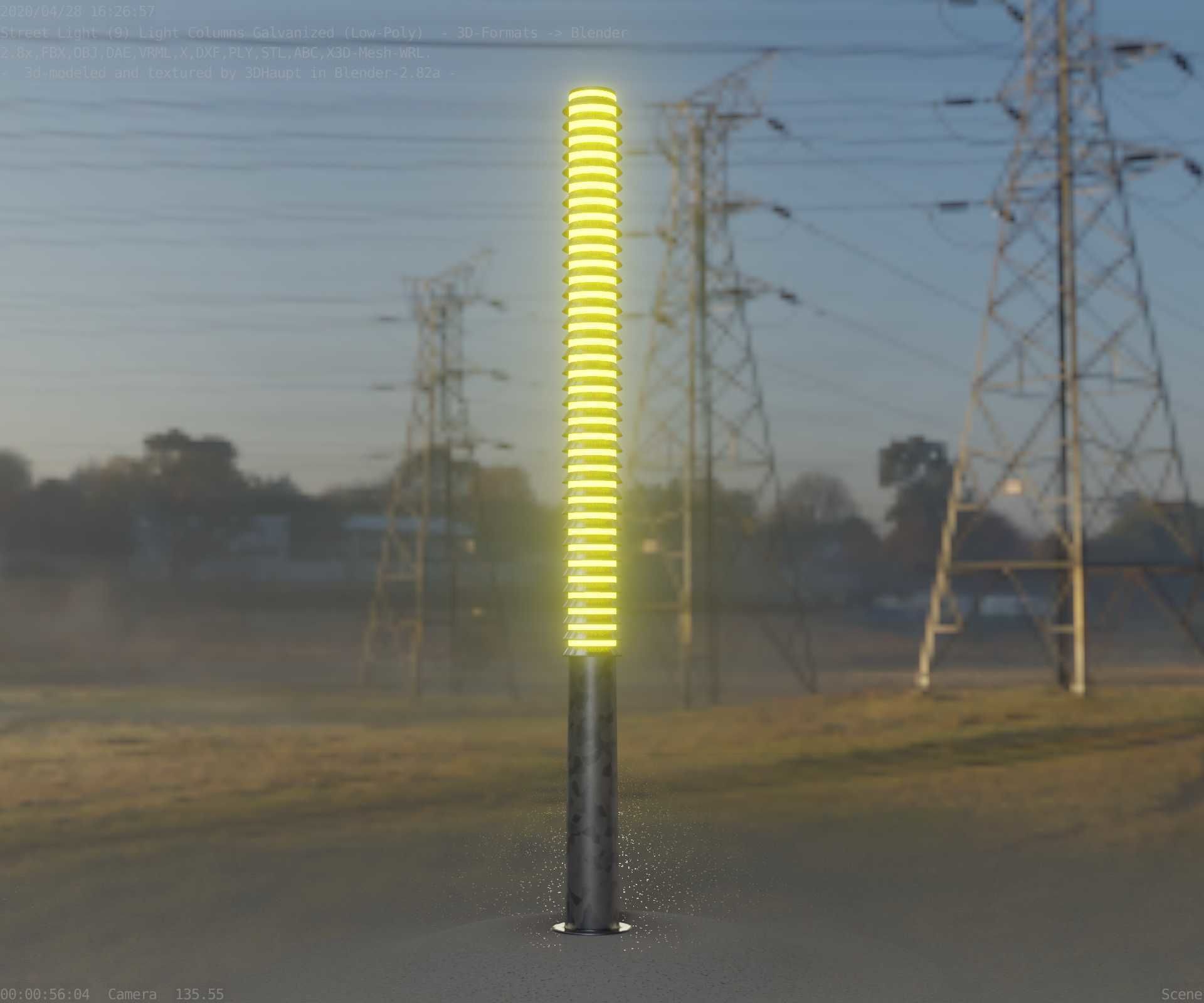 Galvanized Light-Column -14- Street-Light 9 Low-poly 3D model_48