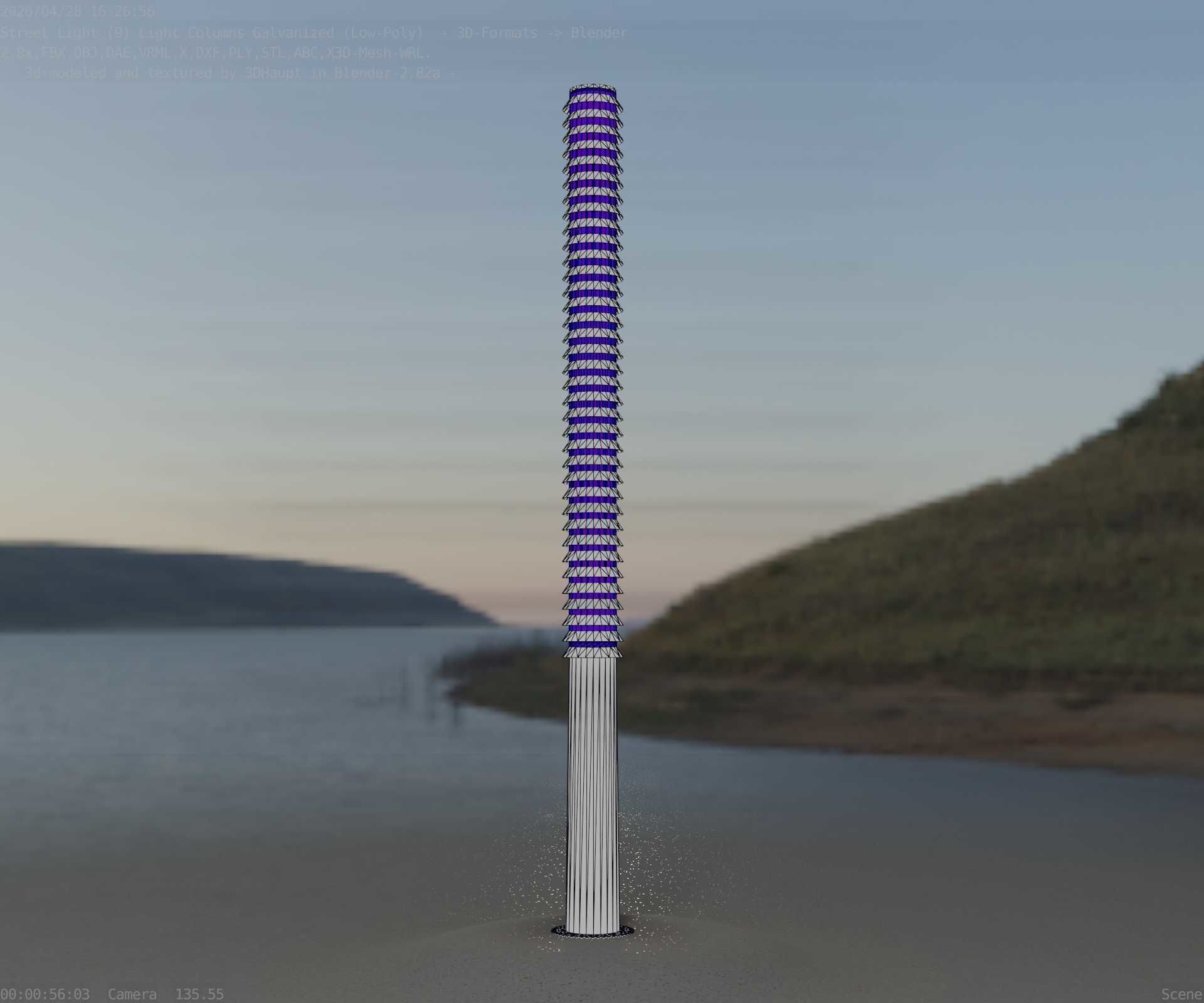 Galvanized Light-Column -14- Street-Light 9 Low-poly 3D model_14