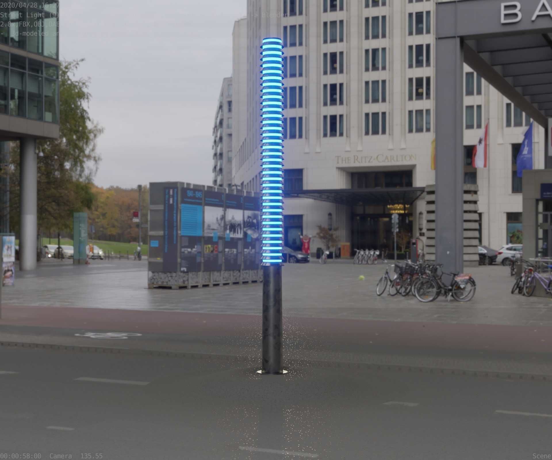 Galvanized Light-Column -14- Street-Light 9 Low-poly 3D model_92