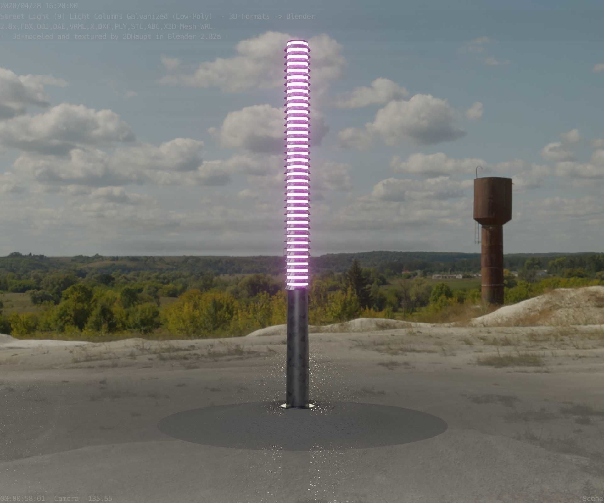 Galvanized Light-Column -14- Street-Light 9 Low-poly 3D model_93