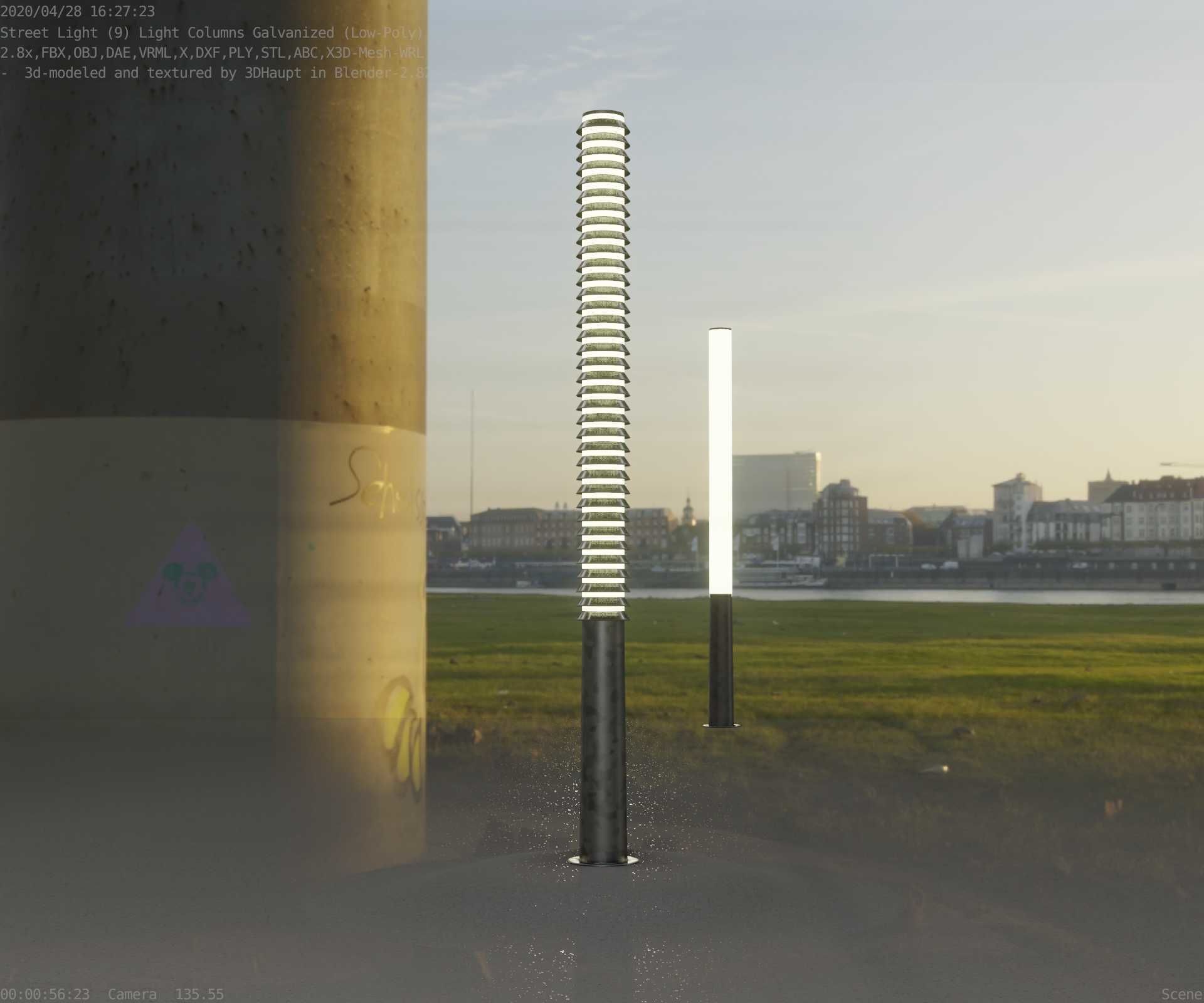 Galvanized Light-Column -14- Street-Light 9 Low-poly 3D model_67