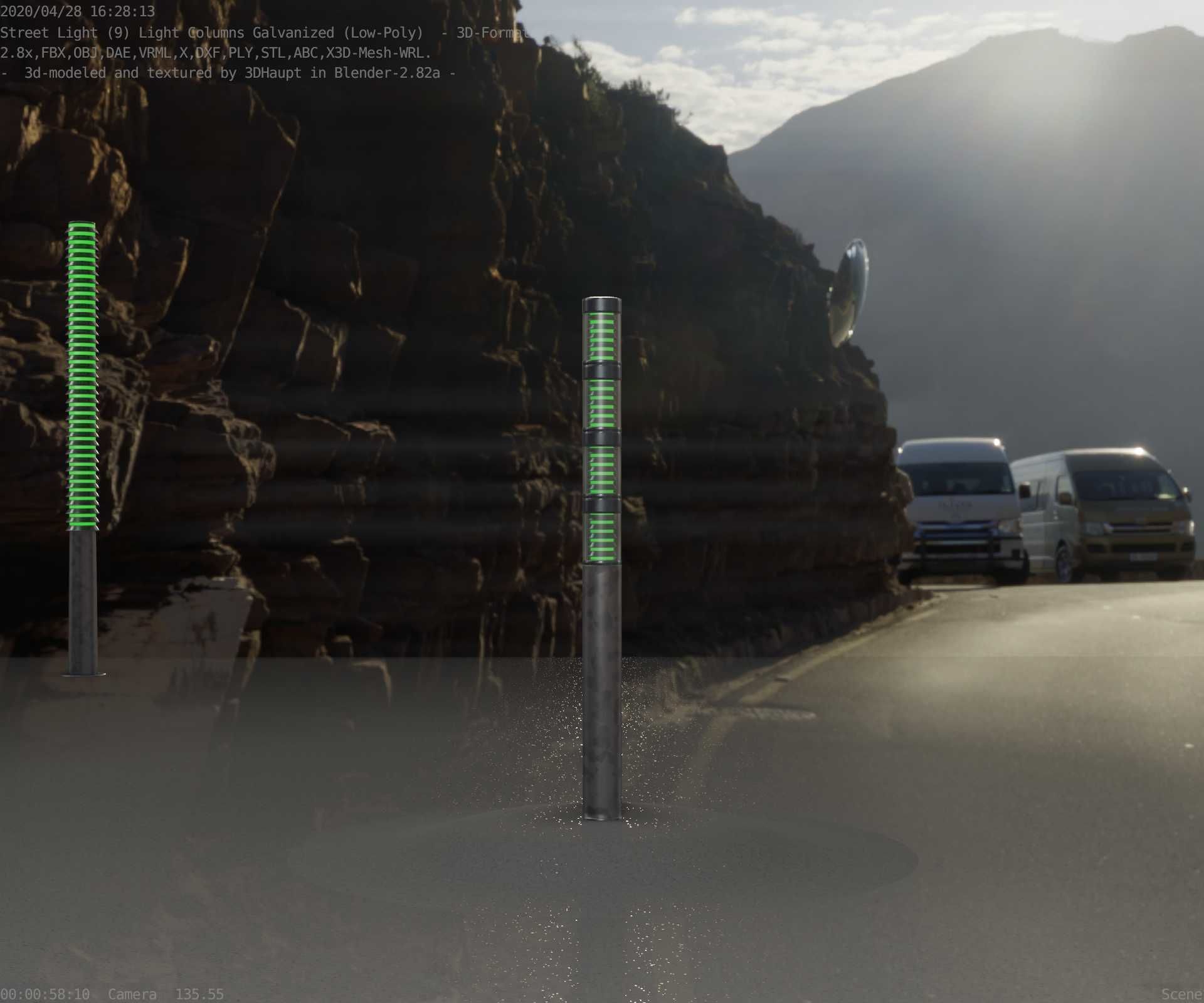 Galvanized Light-Column -15- Street-Light 9 Low-poly 3D model_8