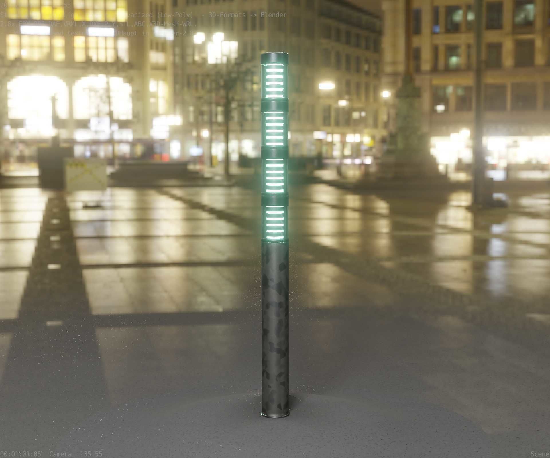Galvanized Light-Column -15- Street-Light 9 Low-poly 3D model_29