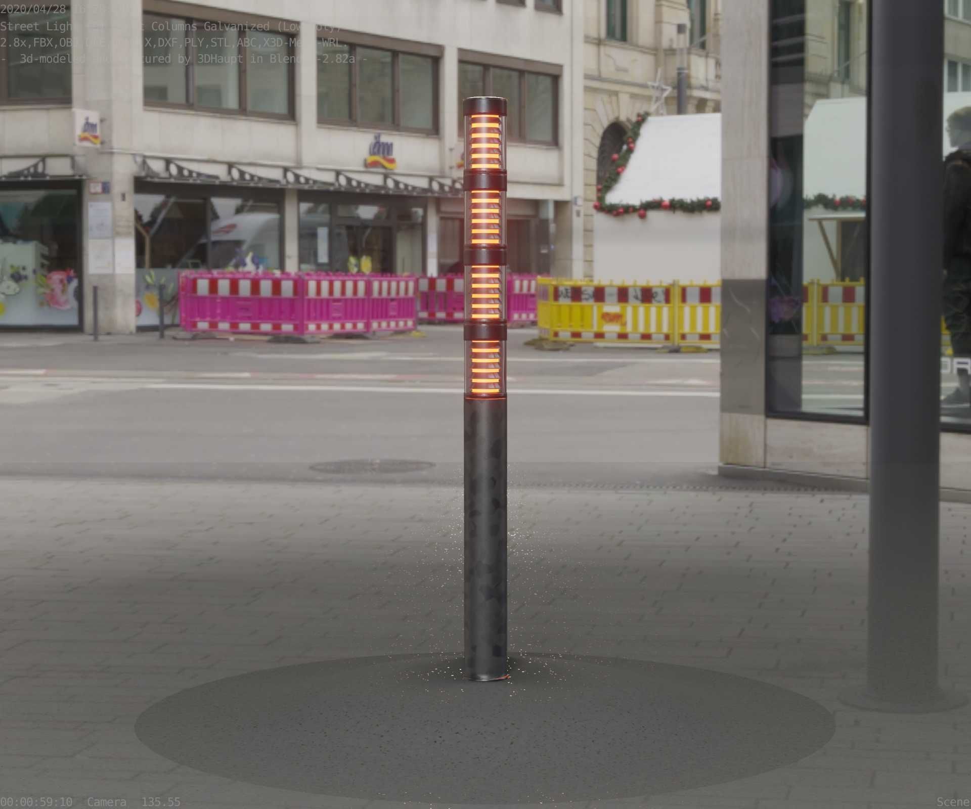 Galvanized Light-Column -15- Street-Light 9 Low-poly 3D model_5