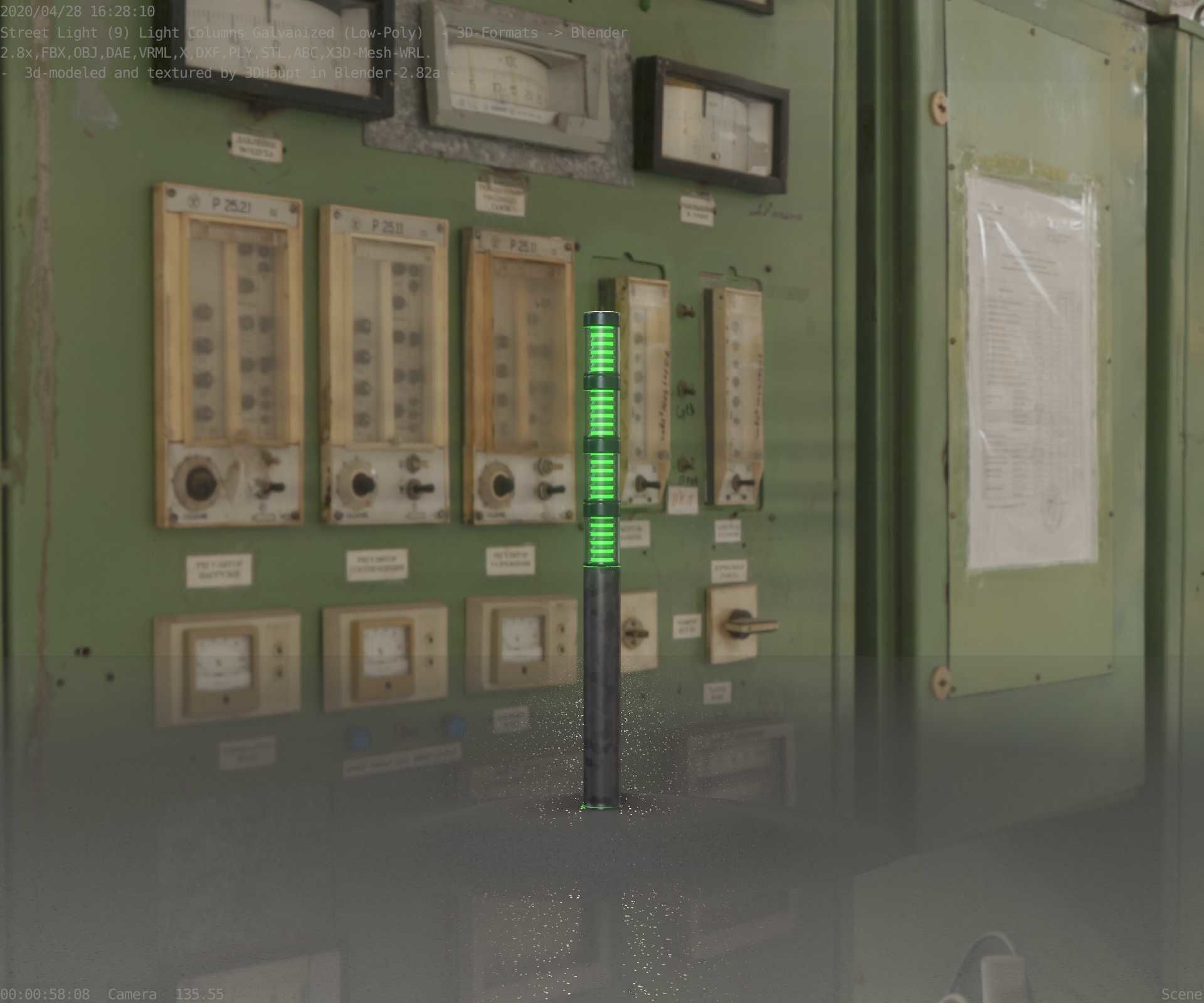 Galvanized Light-Column -15- Street-Light 9 Low-poly 3D model_6