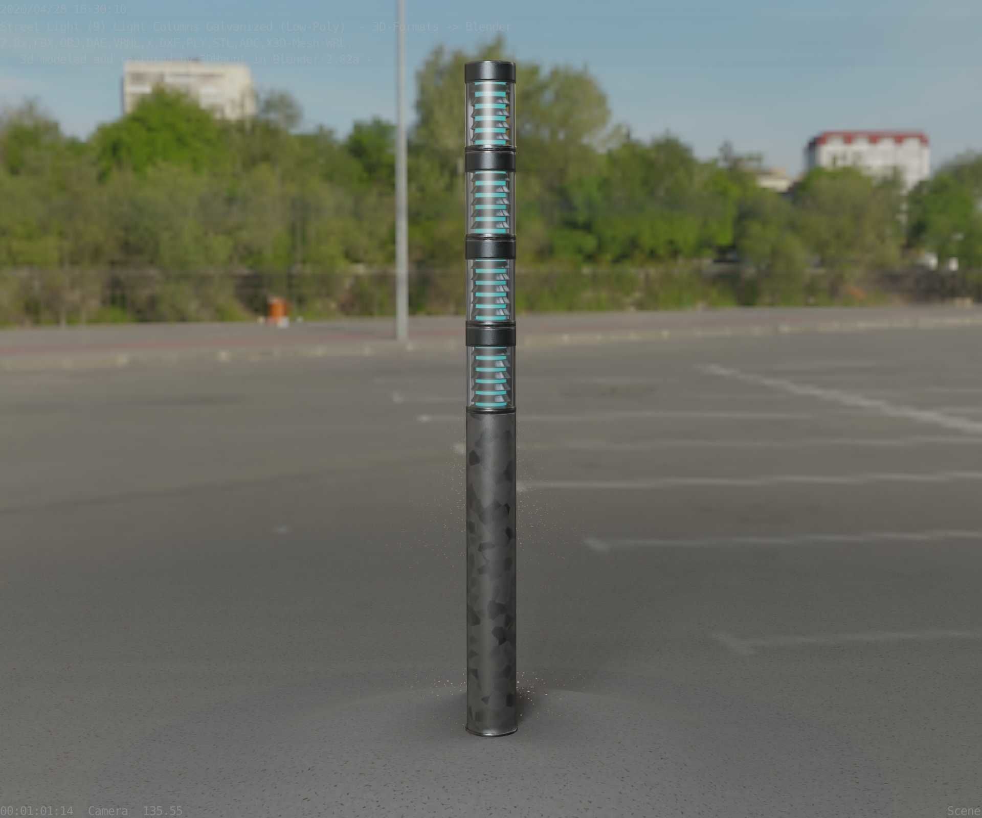 Galvanized Light-Column -15- Street-Light 9 Low-poly 3D model_78