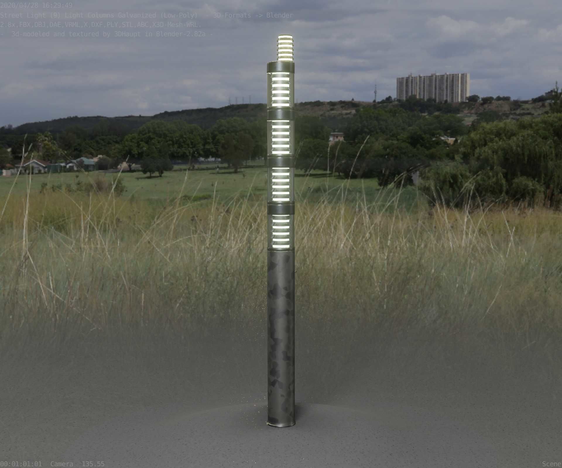 Galvanized Light-Column -15- Street-Light 9 Low-poly 3D model_25