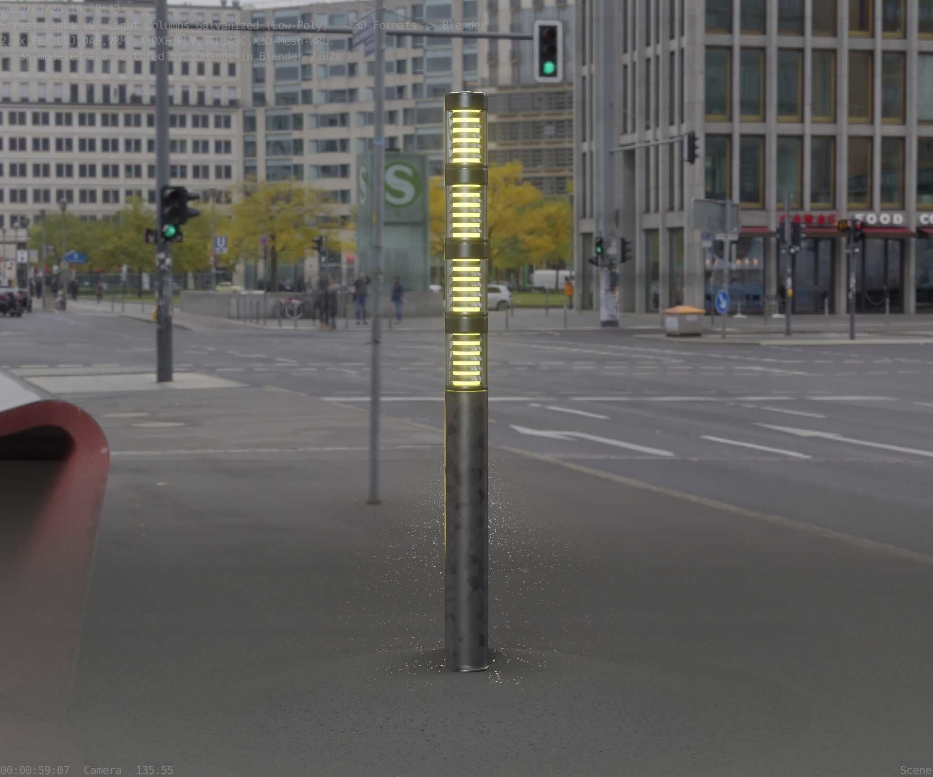 Galvanized Light-Column -15- Street-Light 9 Low-poly 3D model_2