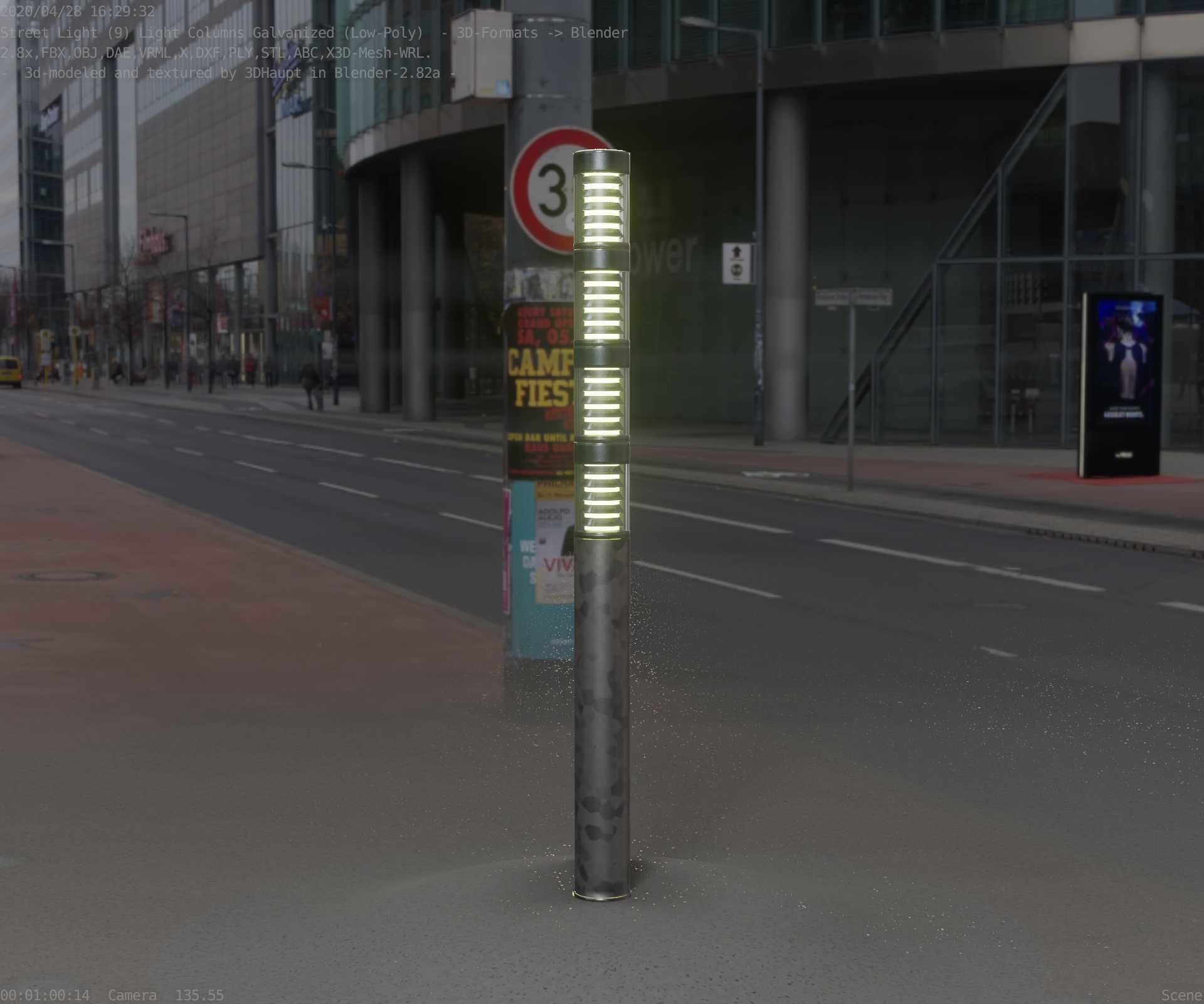 Galvanized Light-Column -15- Street-Light 9 Low-poly 3D model_14