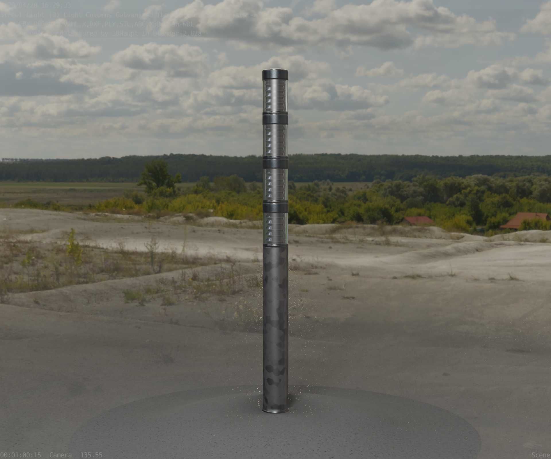 Galvanized Light-Column -15- Street-Light 9 Low-poly 3D model_15