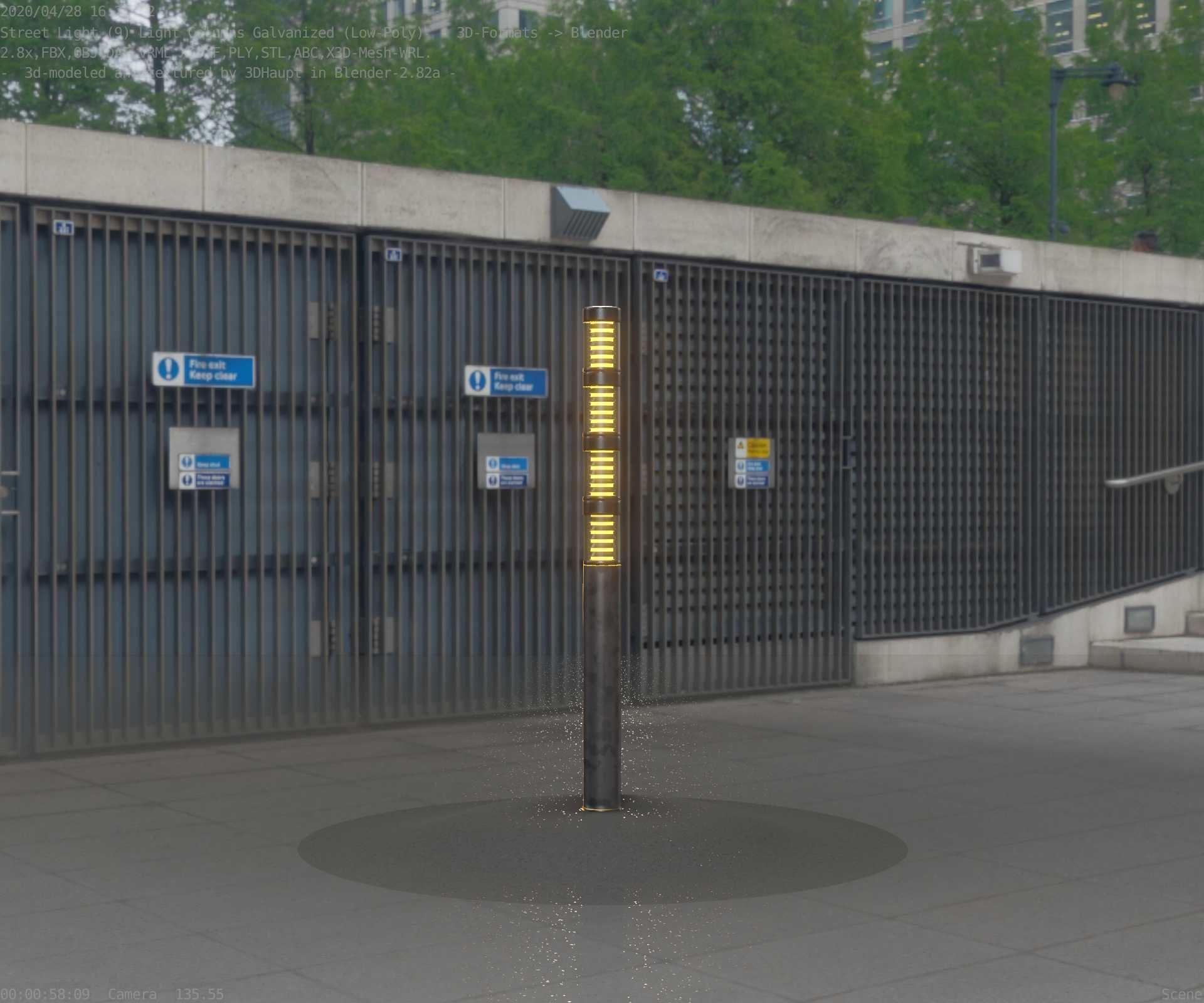 Galvanized Light-Column -15- Street-Light 9 Low-poly 3D model_7