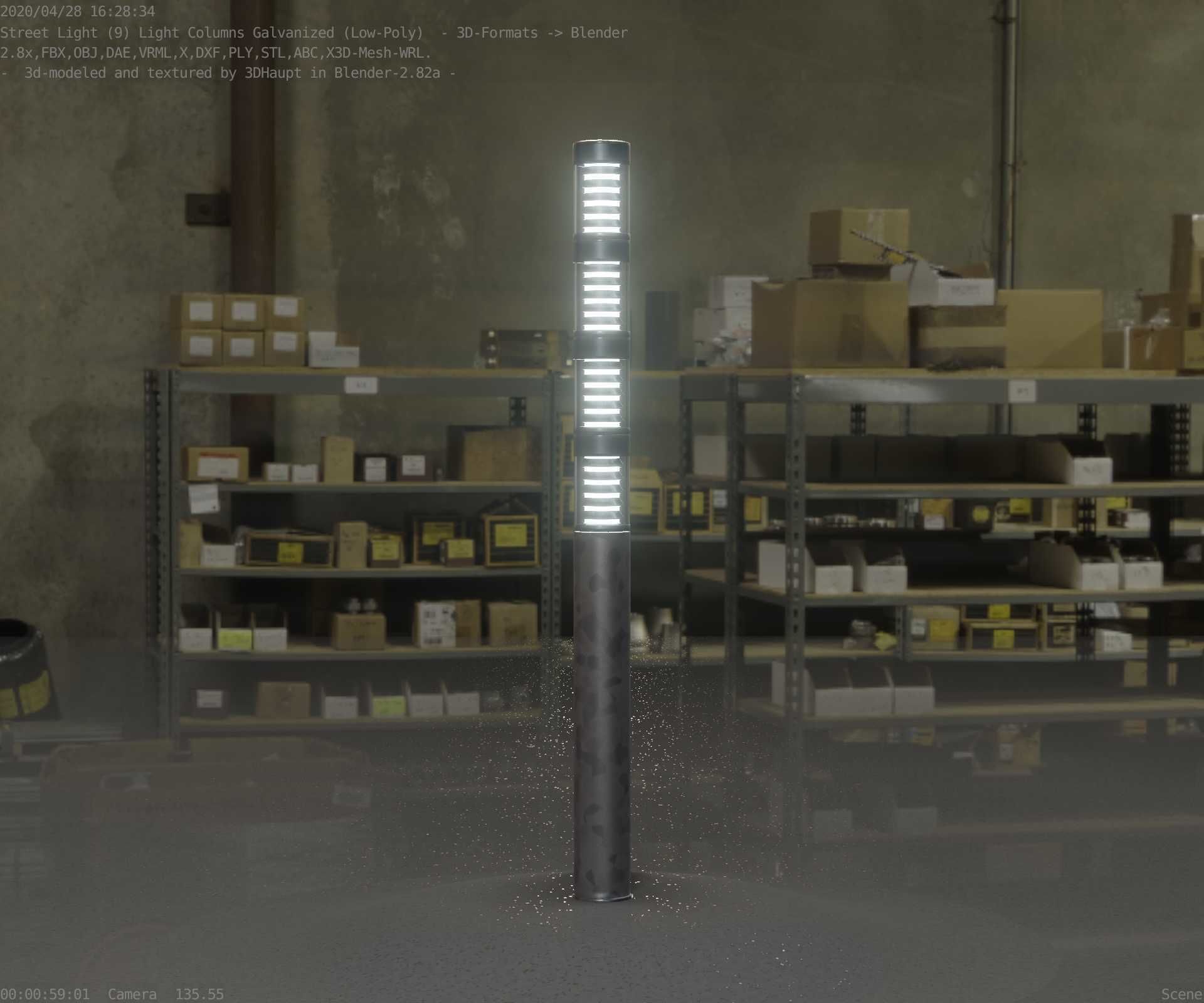 Galvanized Light-Column -15- Street-Light 9 Low-poly 3D model_45