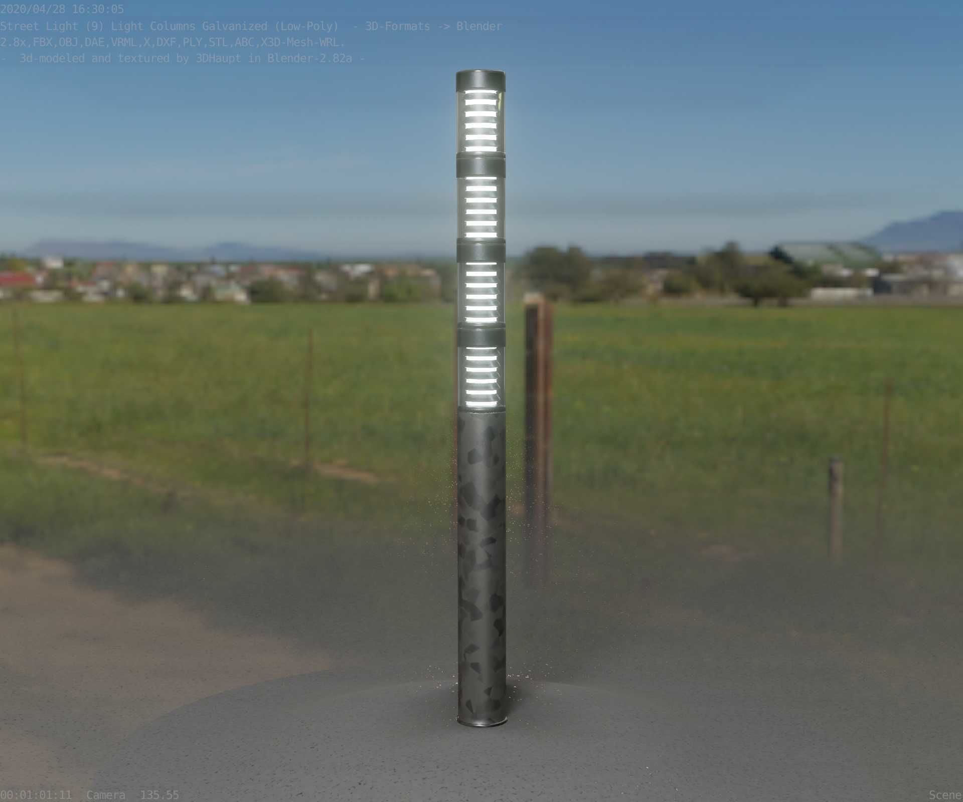 Galvanized Light-Column -15- Street-Light 9 Low-poly 3D model_75