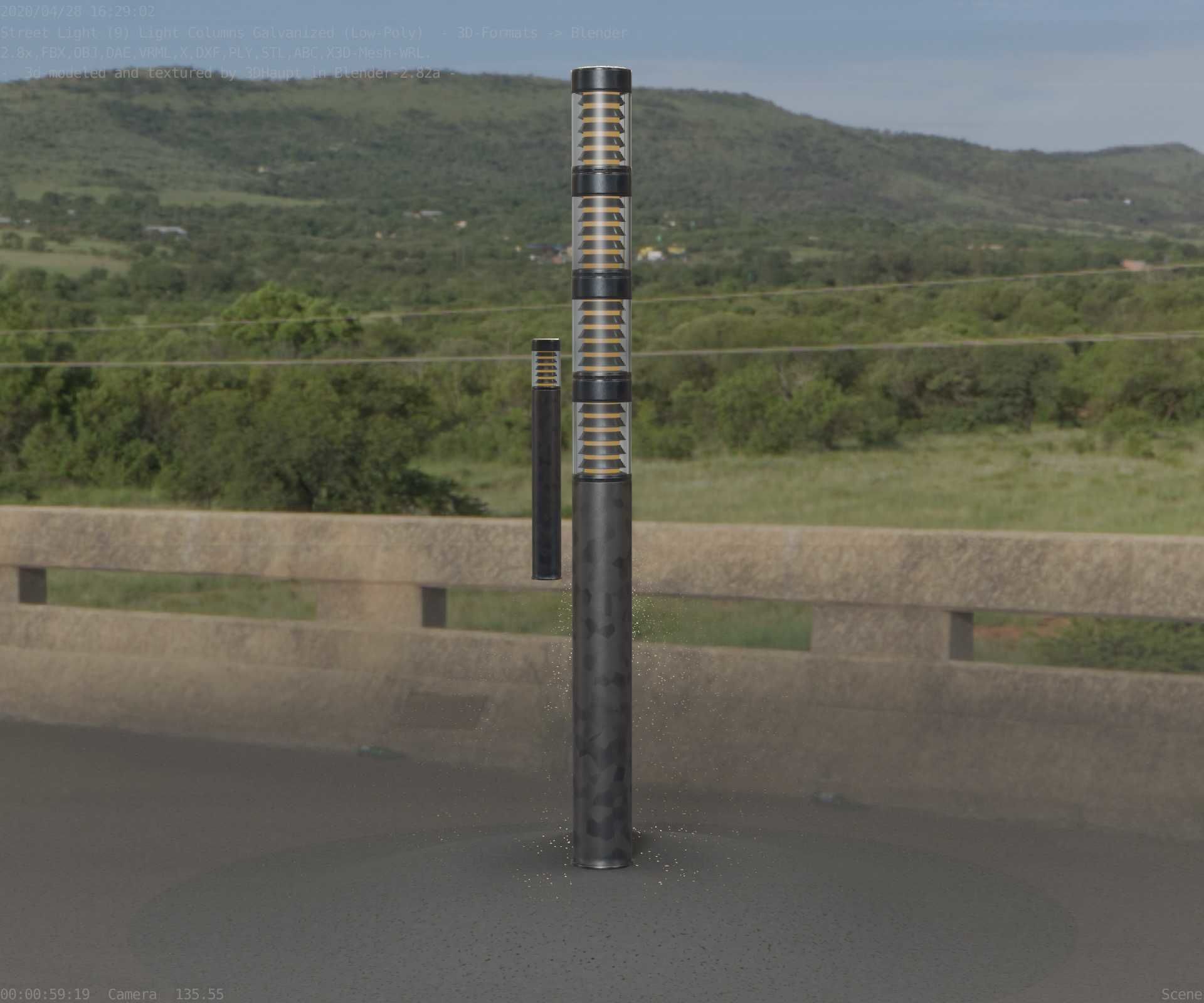 Galvanized Light-Column -15- Street-Light 9 Low-poly 3D model_57
