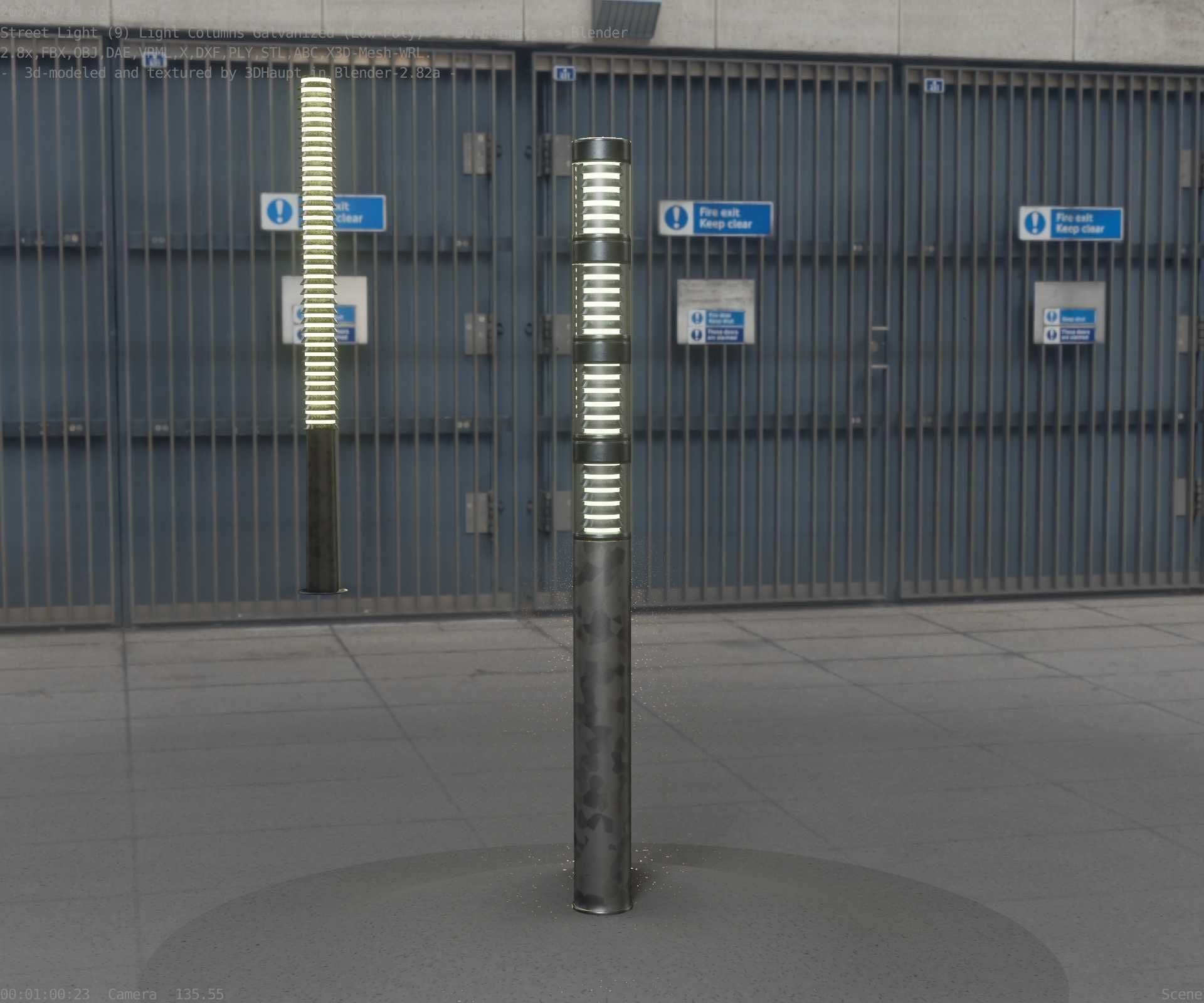 Galvanized Light-Column -15- Street-Light 9 Low-poly 3D model_23