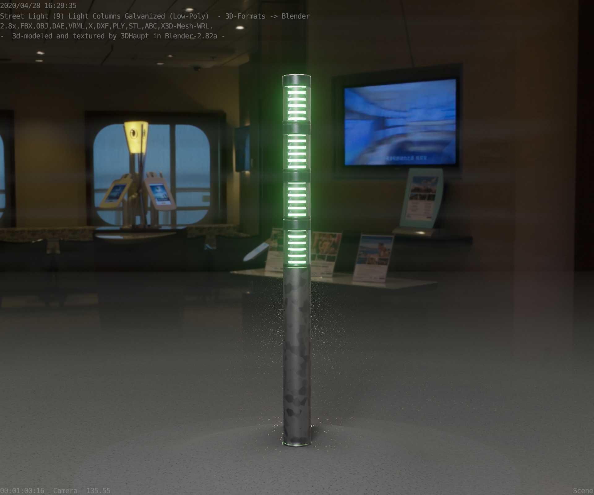 Galvanized Light-Column -15- Street-Light 9 Low-poly 3D model_16
