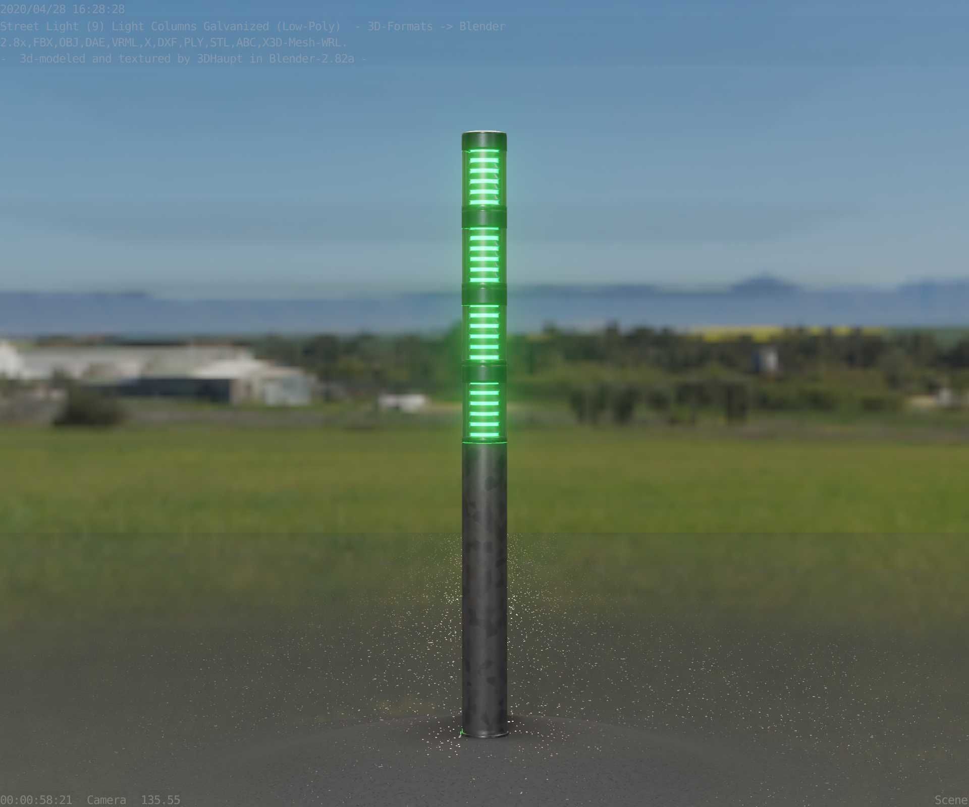 Galvanized Light-Column -15- Street-Light 9 Low-poly 3D model_41
