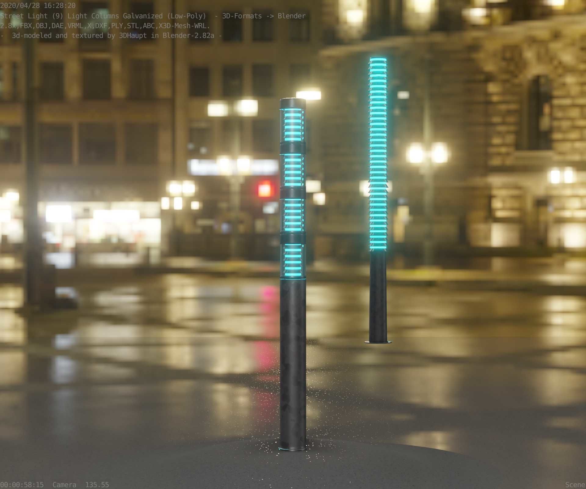 Galvanized Light-Column -15- Street-Light 9 Low-poly 3D model_35