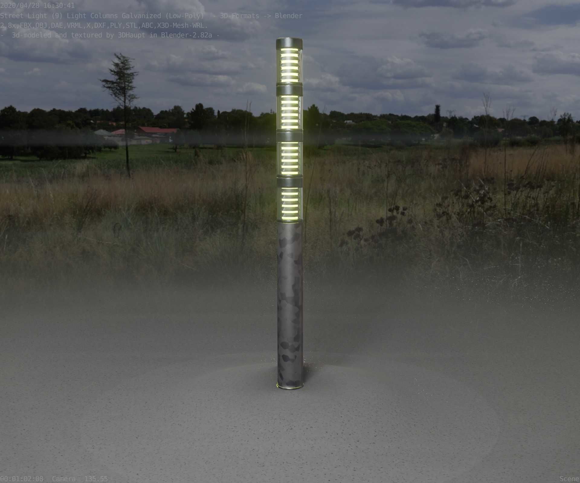 Galvanized Light-Column -15- Street-Light 9 Low-poly 3D model_96