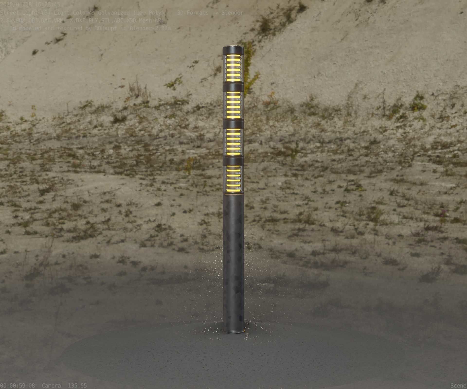 Galvanized Light-Column -15- Street-Light 9 Low-poly 3D model_3