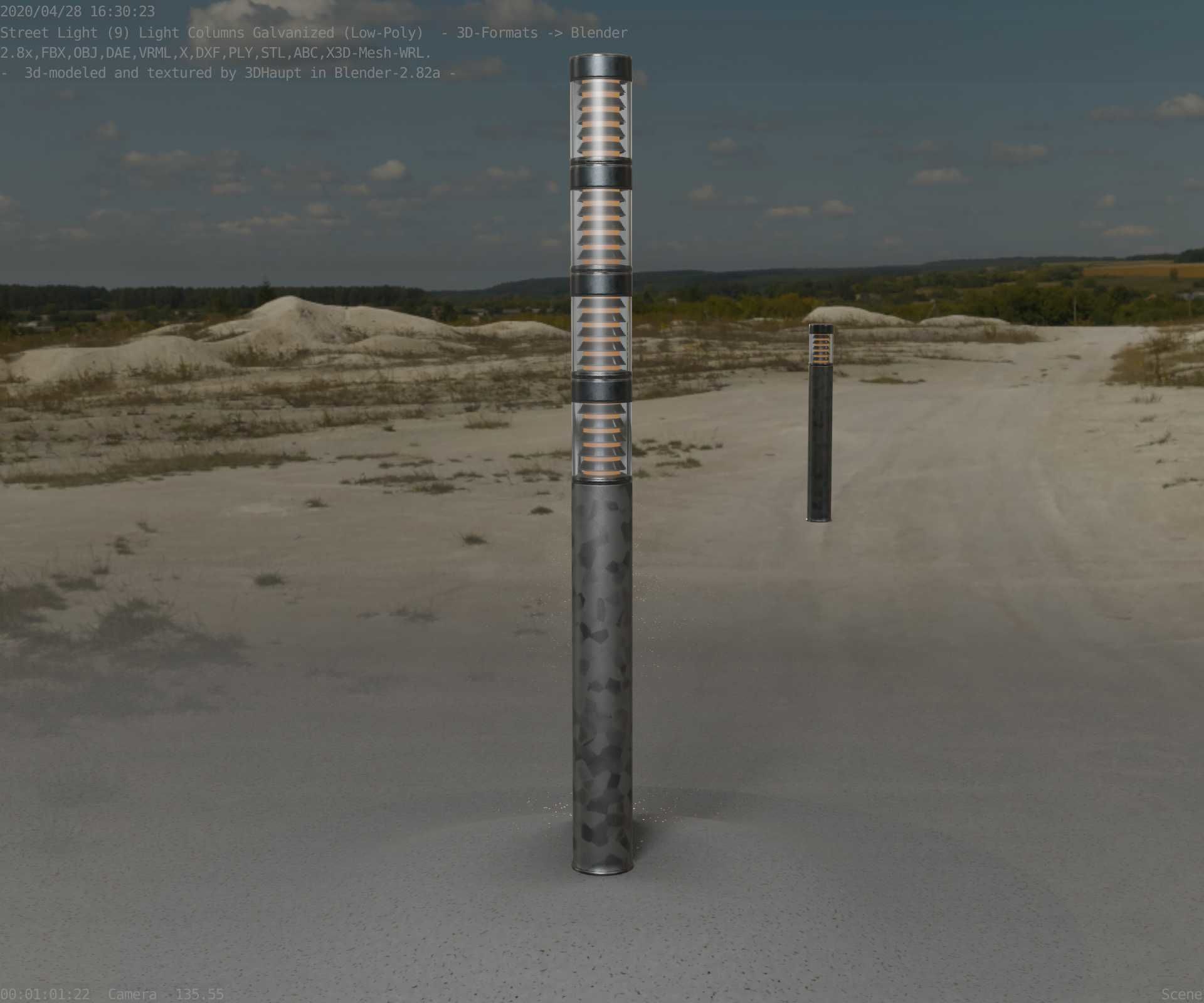 Galvanized Light-Column -15- Street-Light 9 Low-poly 3D model_86