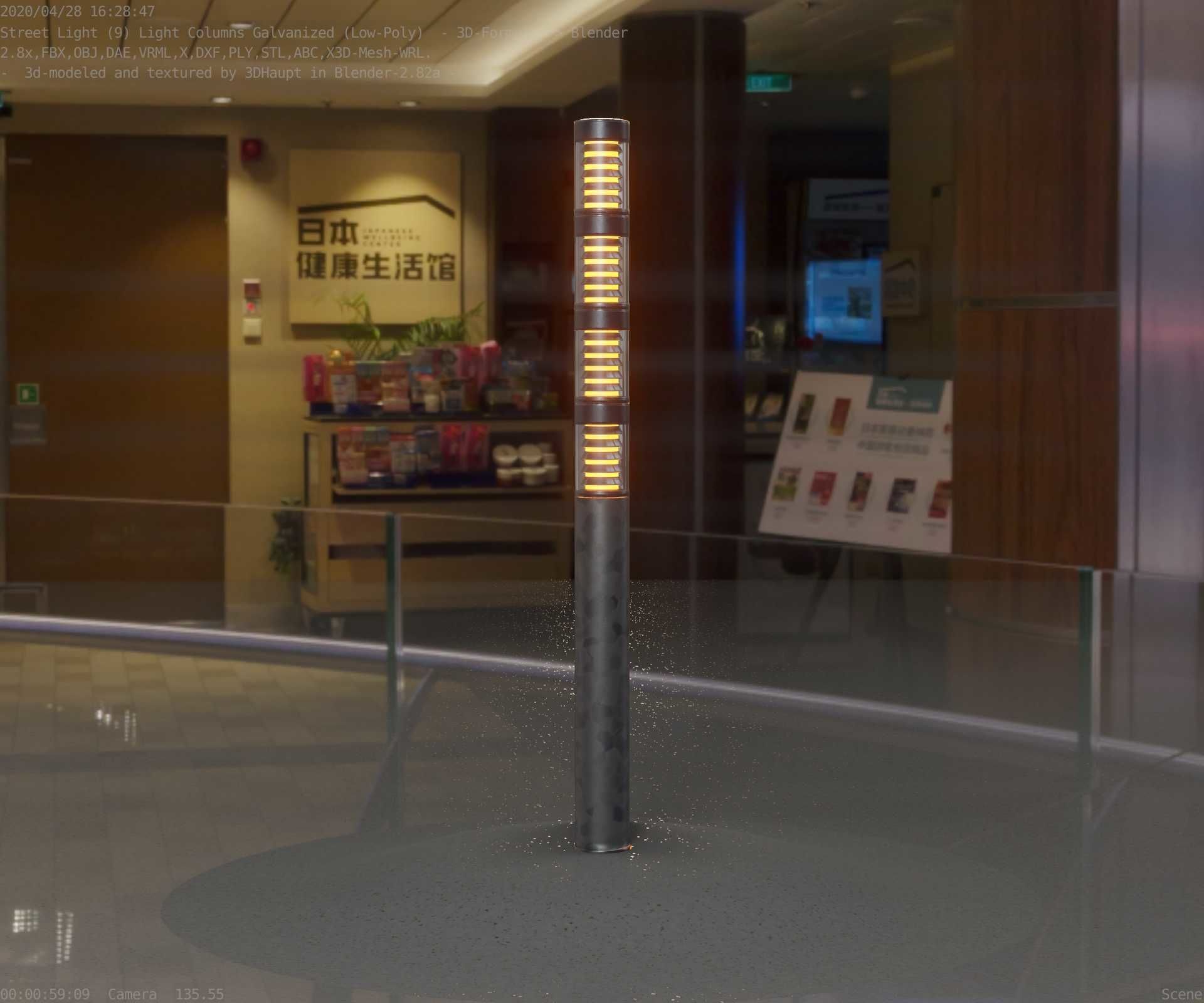 Galvanized Light-Column -15- Street-Light 9 Low-poly 3D model_4